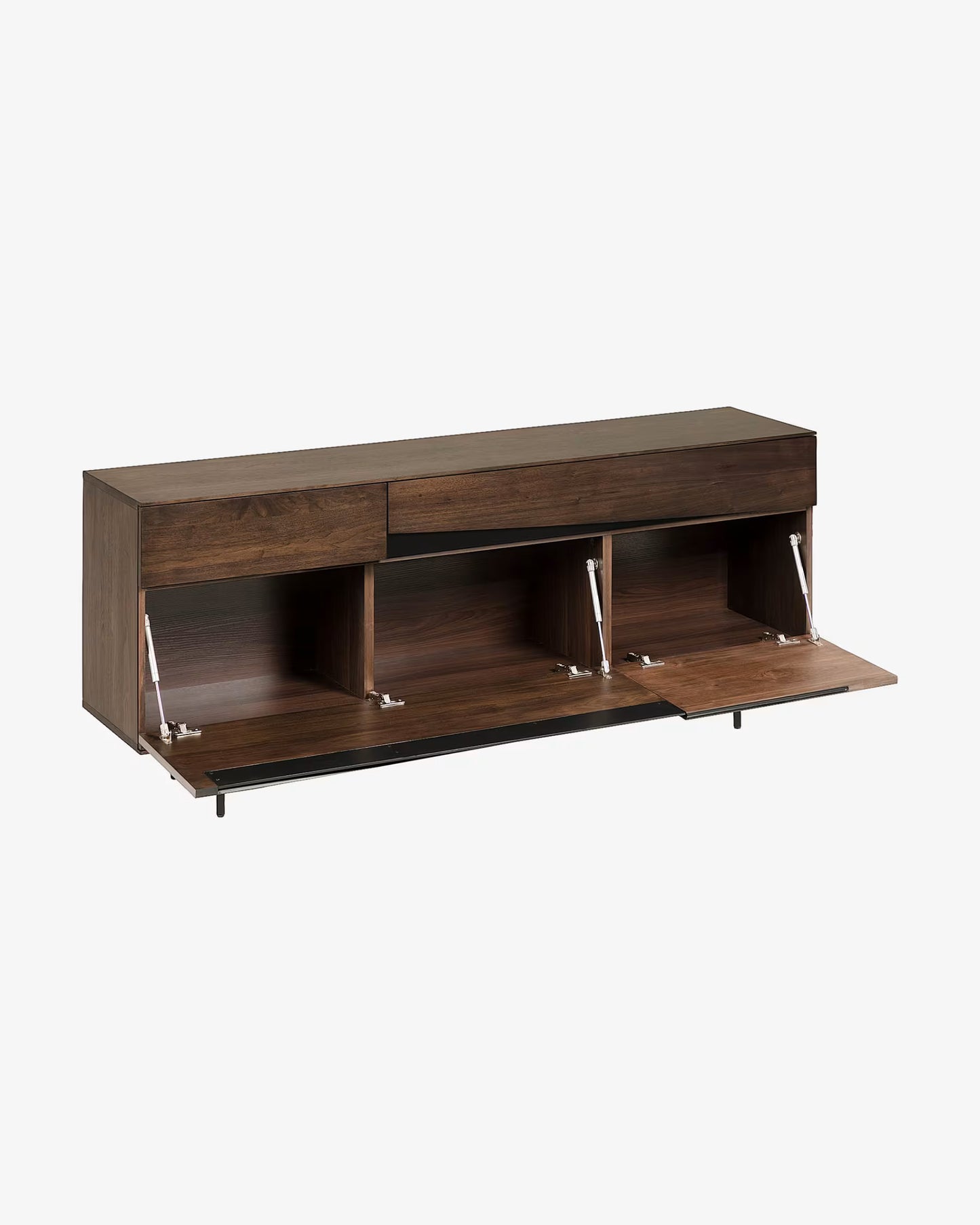 Kave Home Cutt American Walnut Veneer Sideboard w/ 2 Doors, 2 Drawers & Black Steel, 180 x 73 cm
