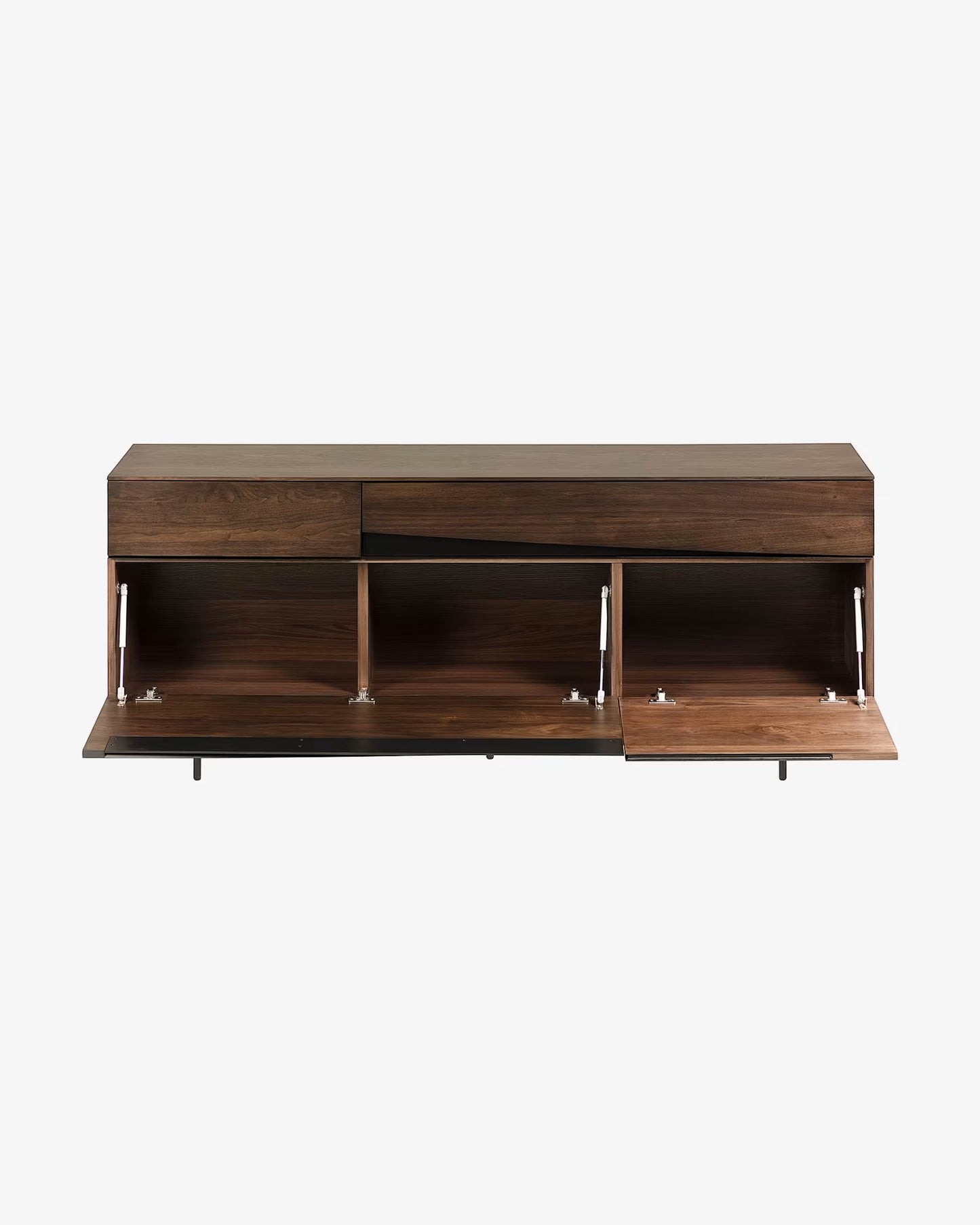Kave Home Cutt American Walnut Veneer Sideboard w/ 2 Doors, 2 Drawers & Black Steel, 180 x 73 cm