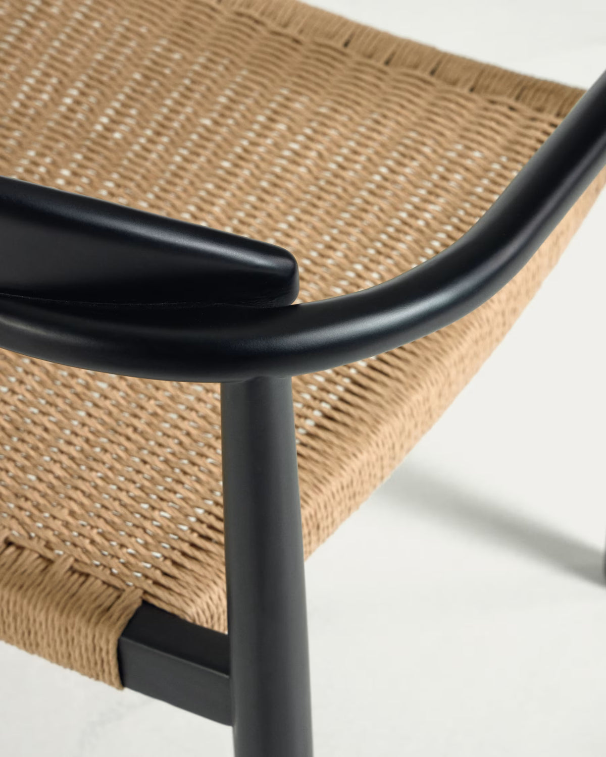 Kave Home Nina Stackable Chair Solid Acacia Wood with Black Finish and Beige Paper Rope Seat FSC100%
