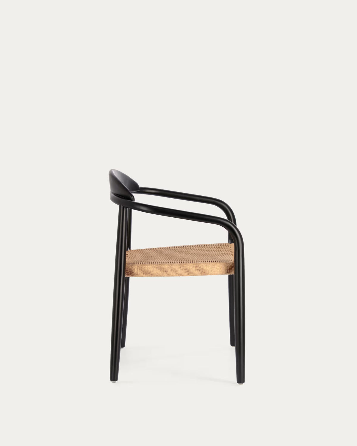 Kave Home Nina Stackable Chair Solid Acacia Wood with Black Finish and Beige Paper Rope Seat FSC100%