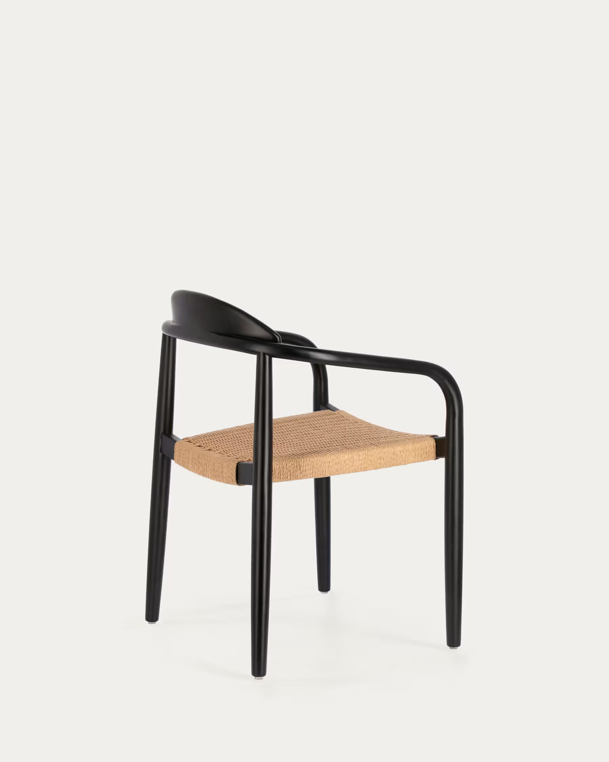 Kave Home Nina Stackable Chair Solid Acacia Wood with Black Finish and Beige Paper Rope Seat FSC100%