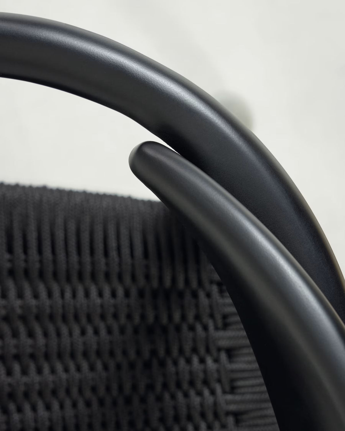 Kave Home Nina Stackable Chair in Solid Acacia Wood with Black Finish and Black Rope Seat FSC 100%