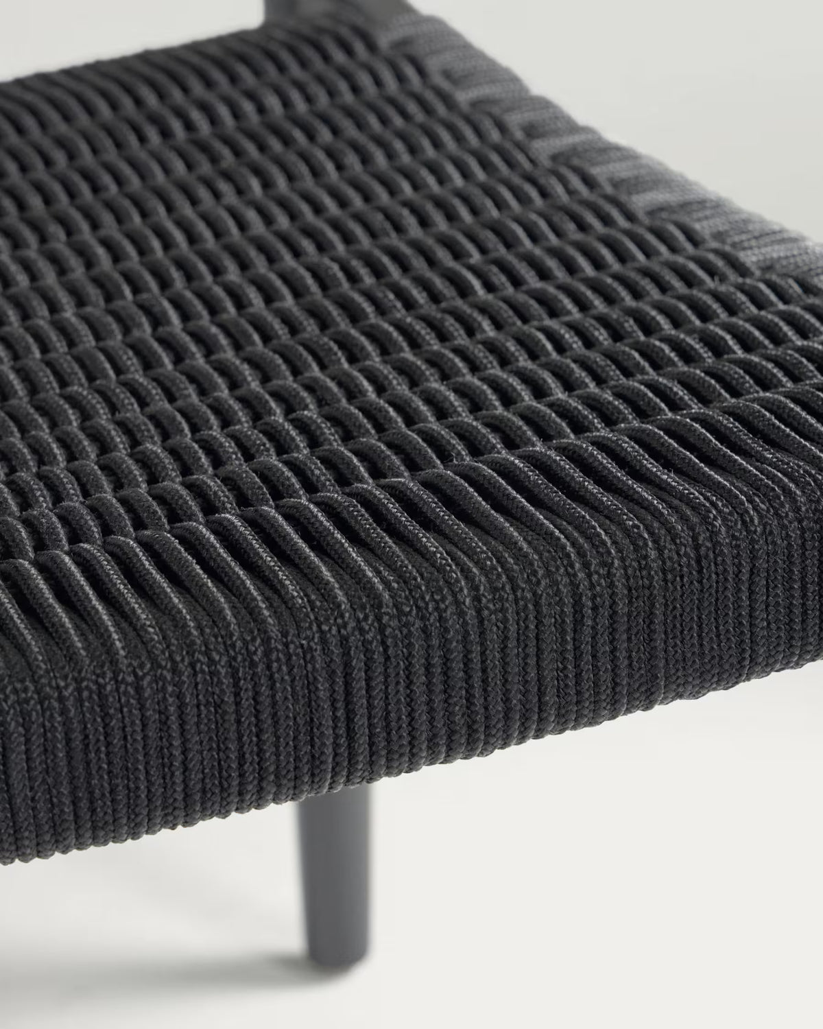 Kave Home Nina Stackable Chair in Solid Acacia Wood with Black Finish and Black Rope Seat FSC 100%