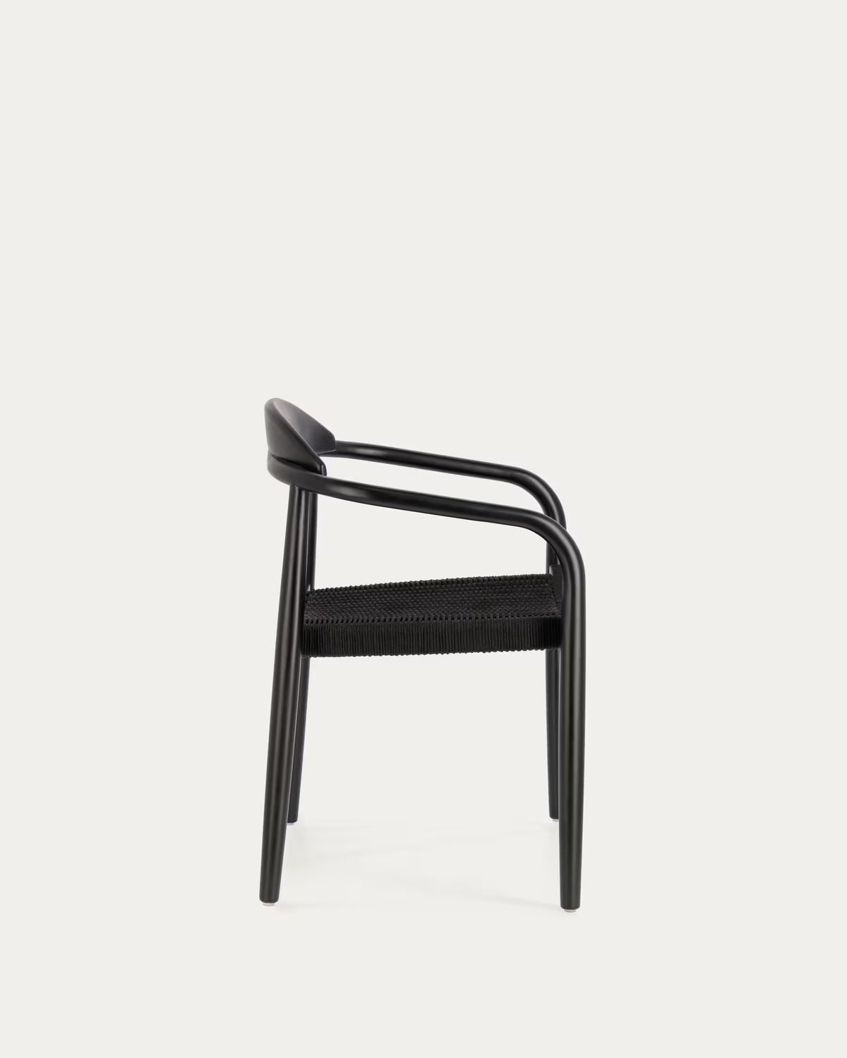 Kave Home Nina Stackable Chair in Solid Acacia Wood with Black Finish and Black Rope Seat FSC 100%