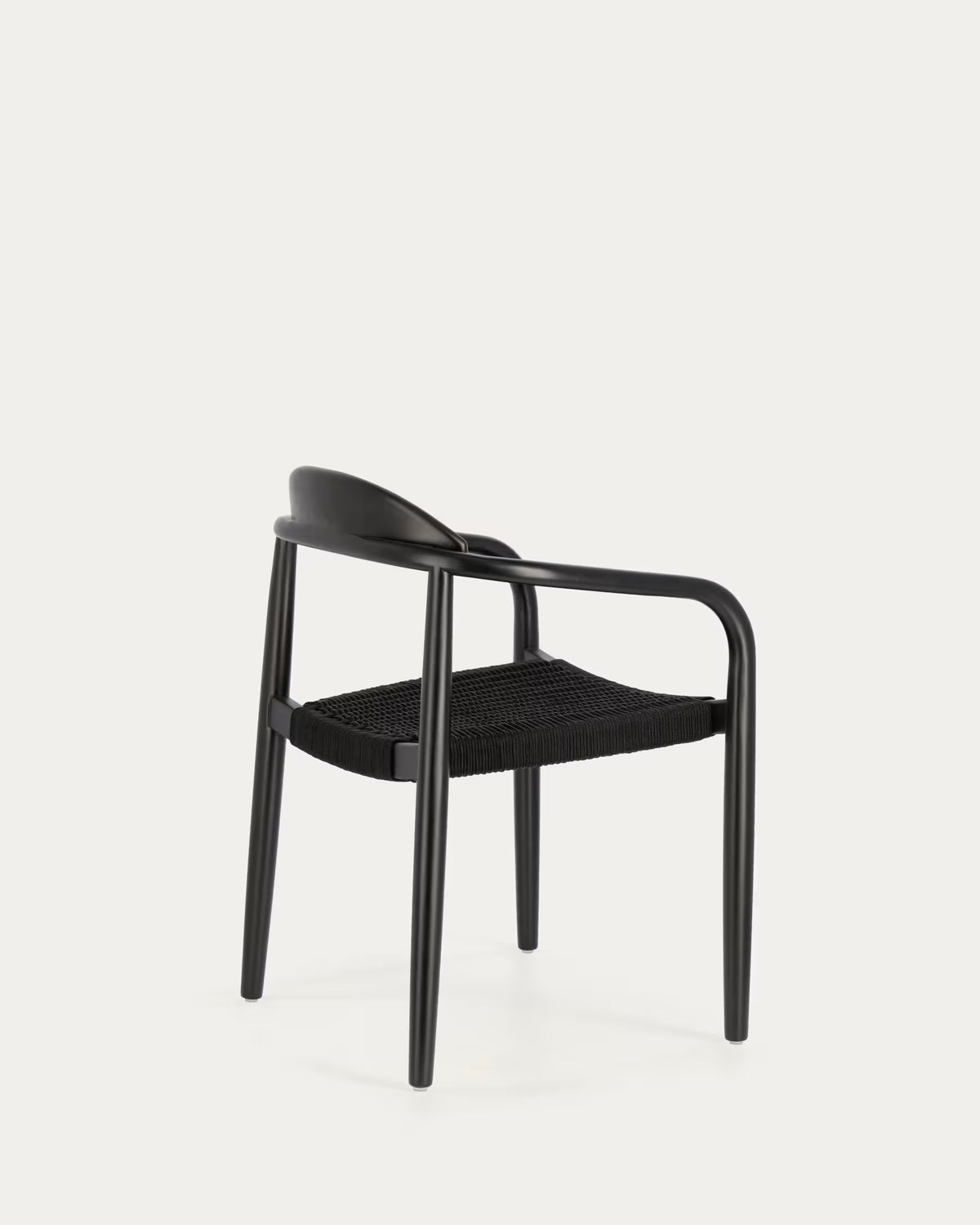 Kave Home Nina Stackable Chair in Solid Acacia Wood with Black Finish and Black Rope Seat FSC 100%