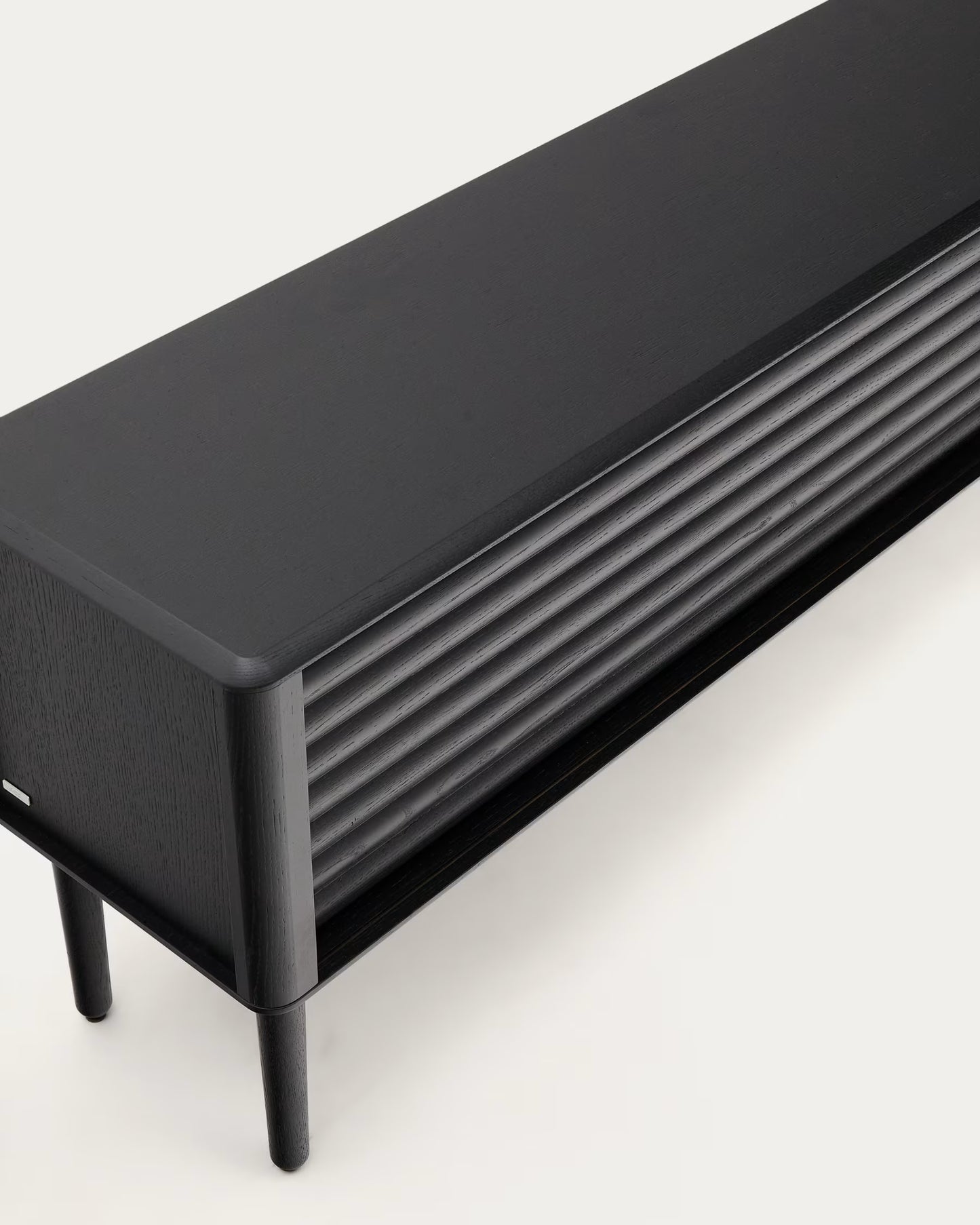 Kave Home Lenon TV Cabinet, 2 Doors in Solid Wood and Black Oak Veneer 200x57 cm FSC Mix Credit