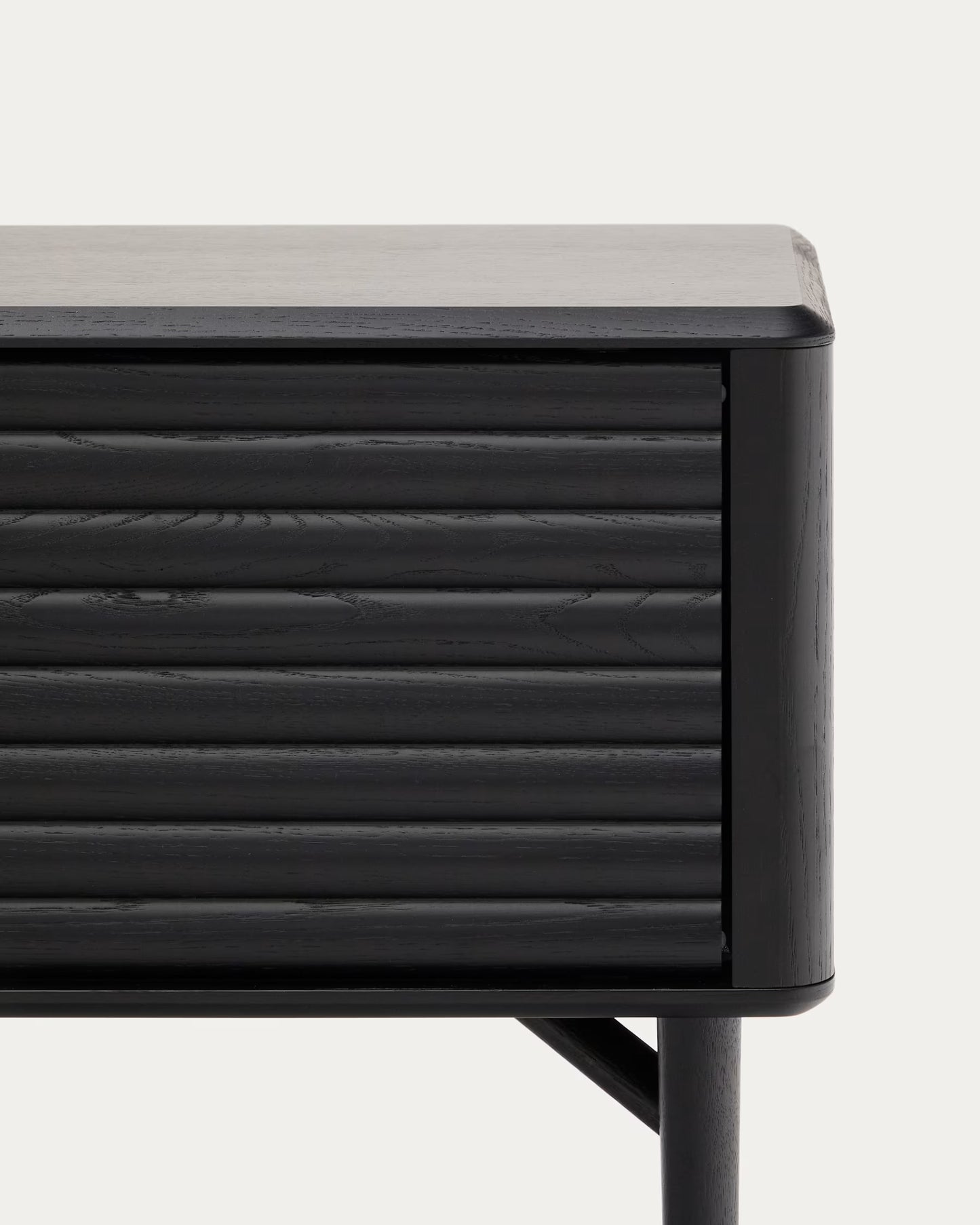 Kave Home Lenon TV Cabinet, 2 Doors in Solid Wood and Black Oak Veneer 200x57 cm FSC Mix Credit