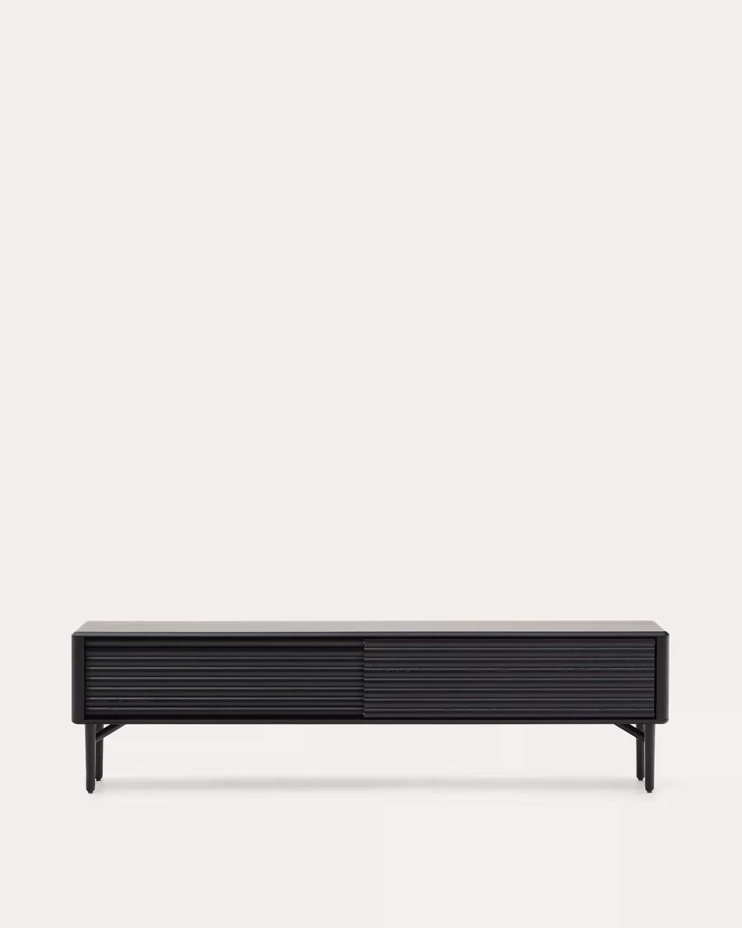 Kave Home Lenon TV Cabinet, 2 Doors in Solid Wood and Black Oak Veneer 200x57 cm FSC Mix Credit