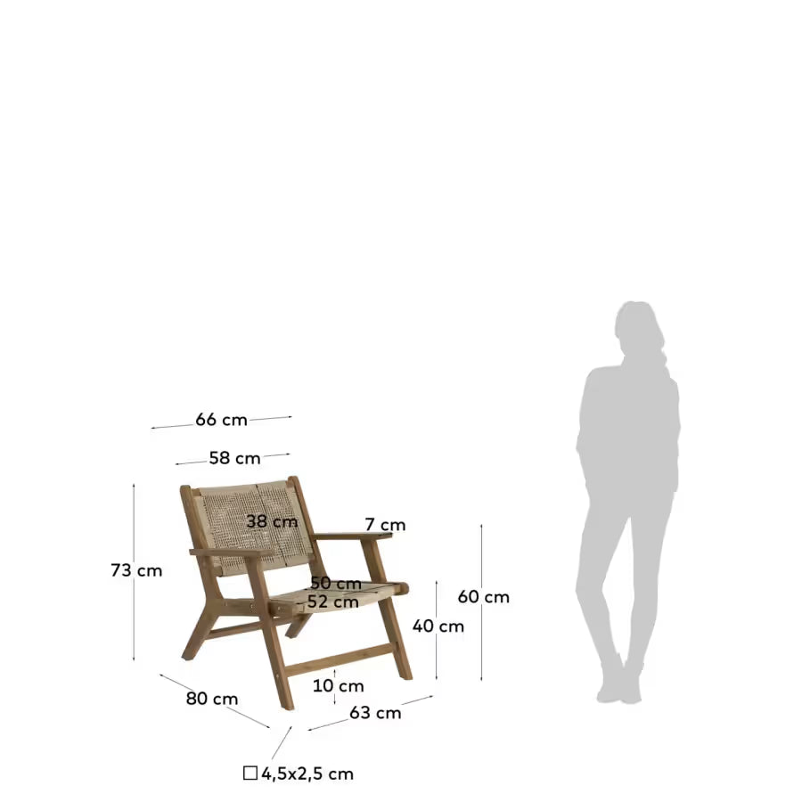 Kave Home Geralda Acacia Wood Armchair with Dark Finish FSC