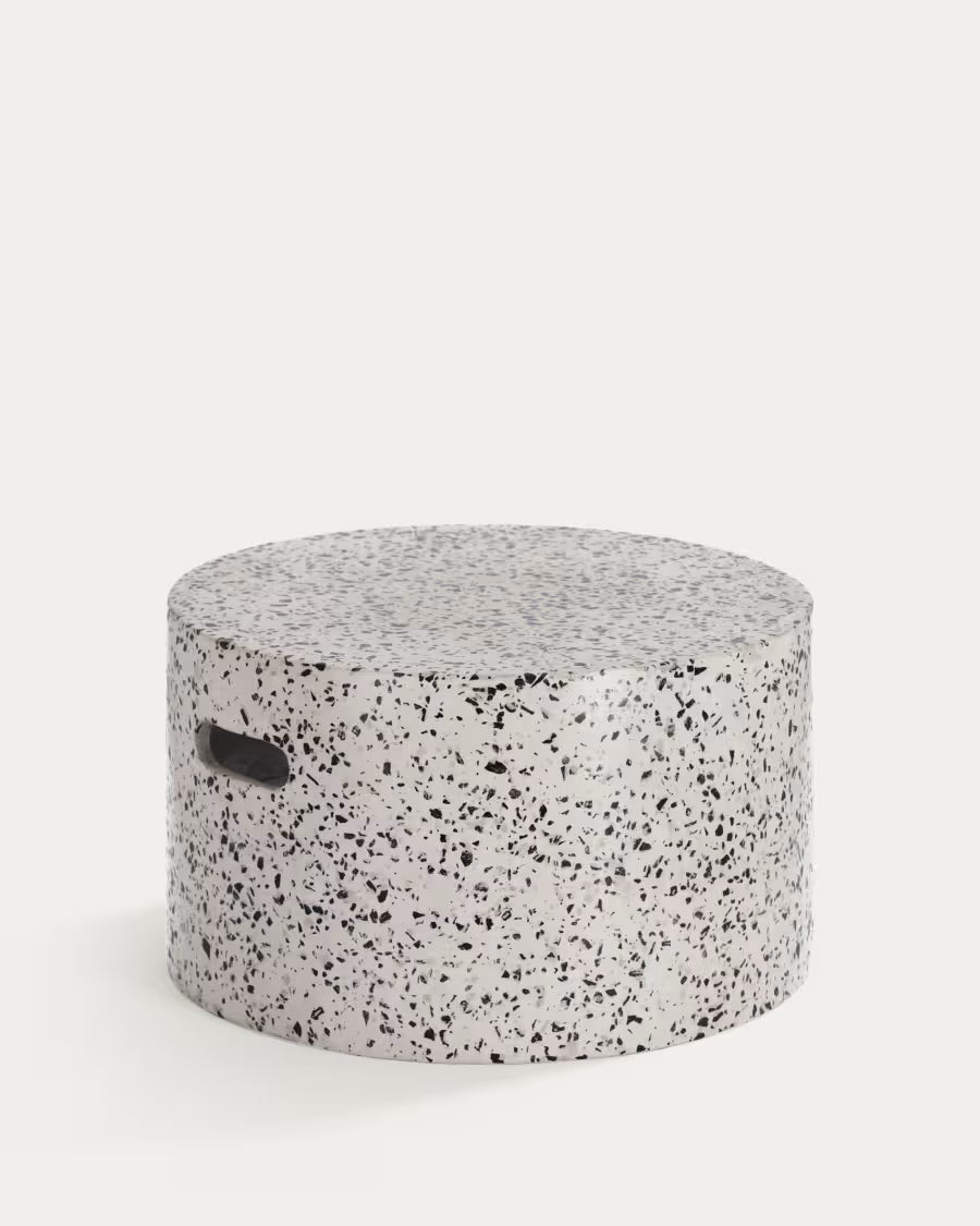 Kave Home Jenell Outdoor Terrazzo Coffee Table in White, Ø 52 cm