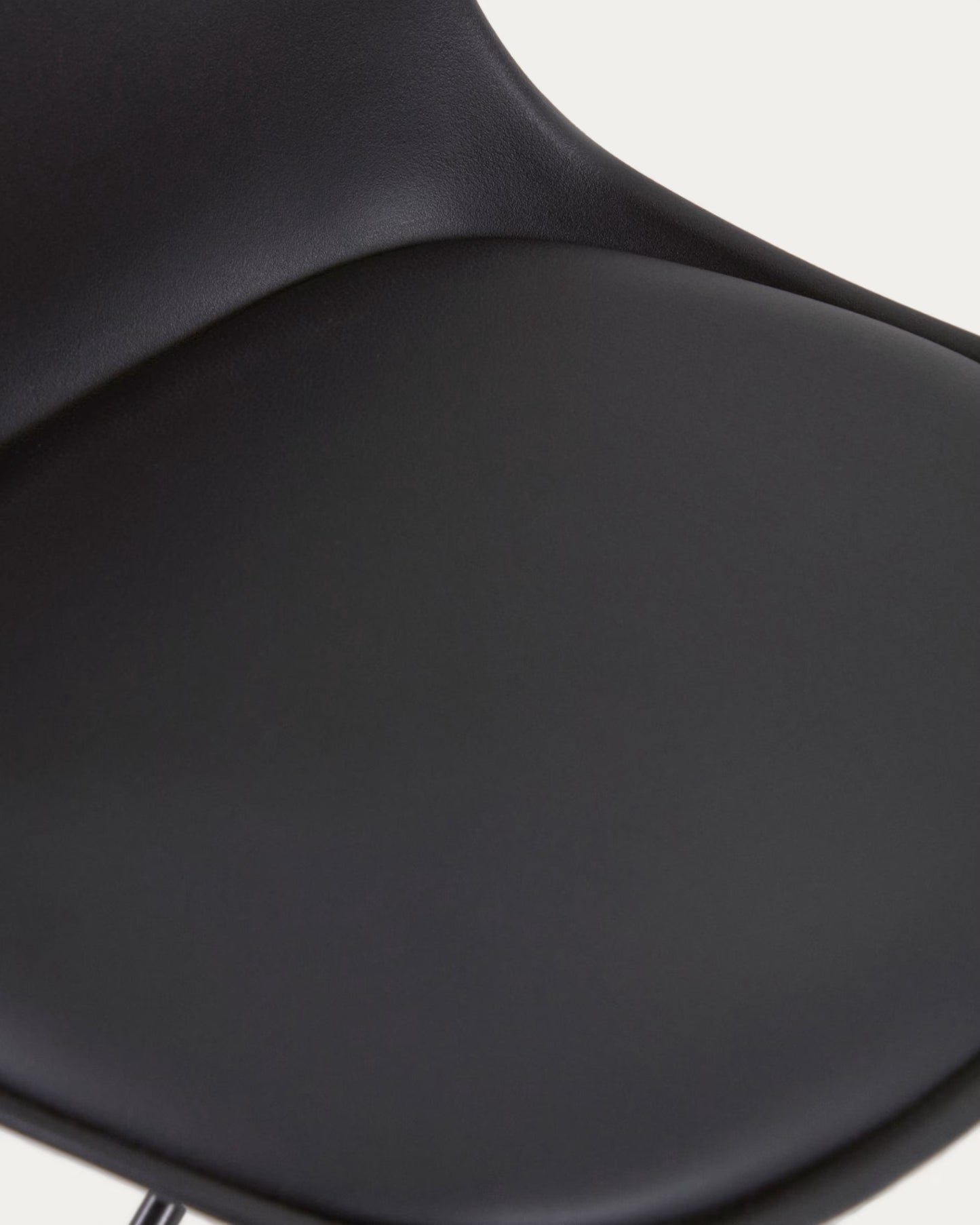 Kave Home Orlando-T Barstool - Black Polyurethane and Matt Black Steel 60-82 cm