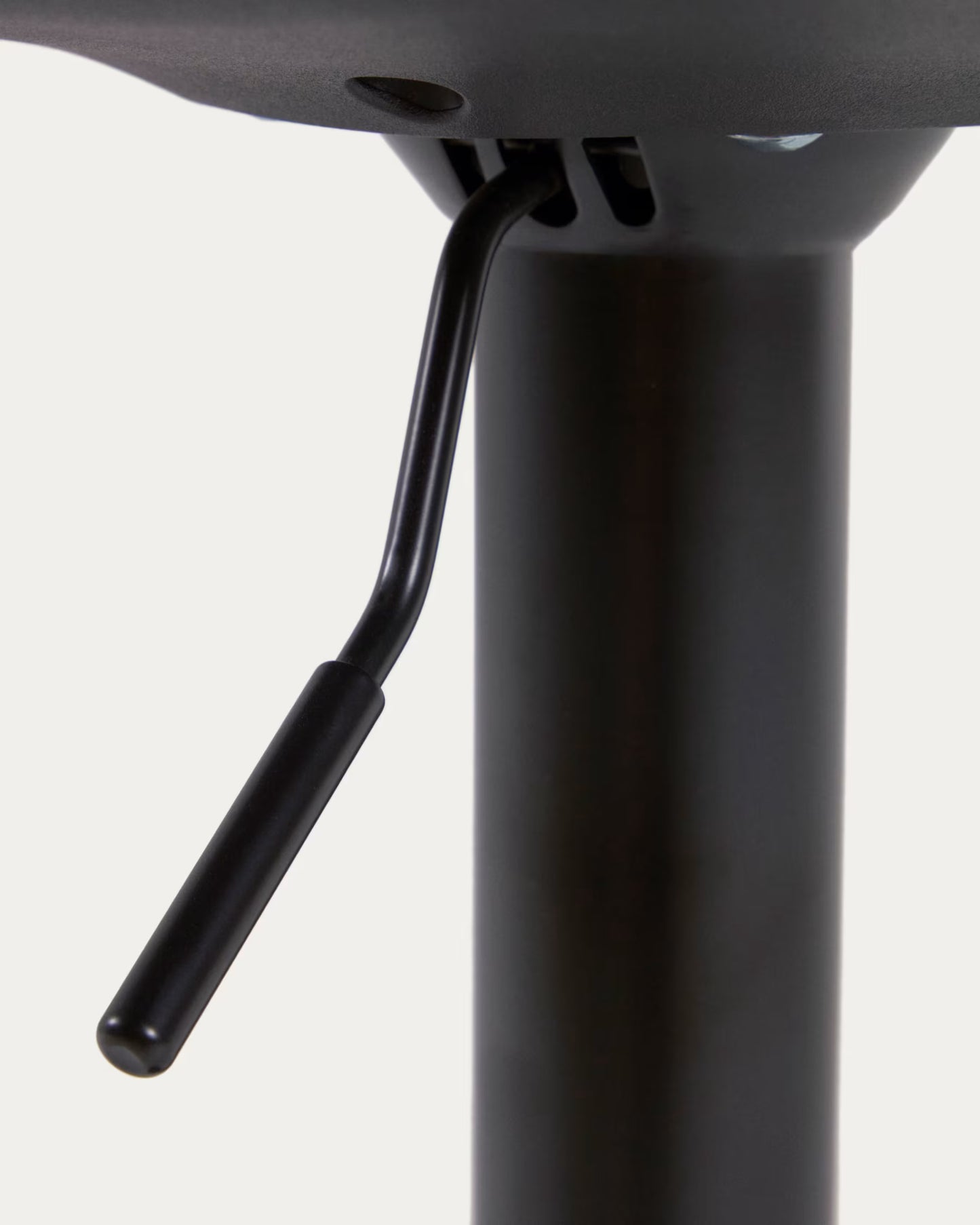 Kave Home Orlando-T Barstool - Black Polyurethane and Matt Black Steel 60-82 cm