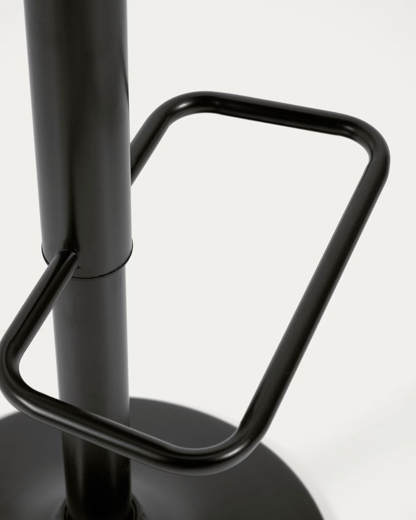 Kave Home Orlando-T Barstool - Black Polyurethane and Matt Black Steel 60-82 cm