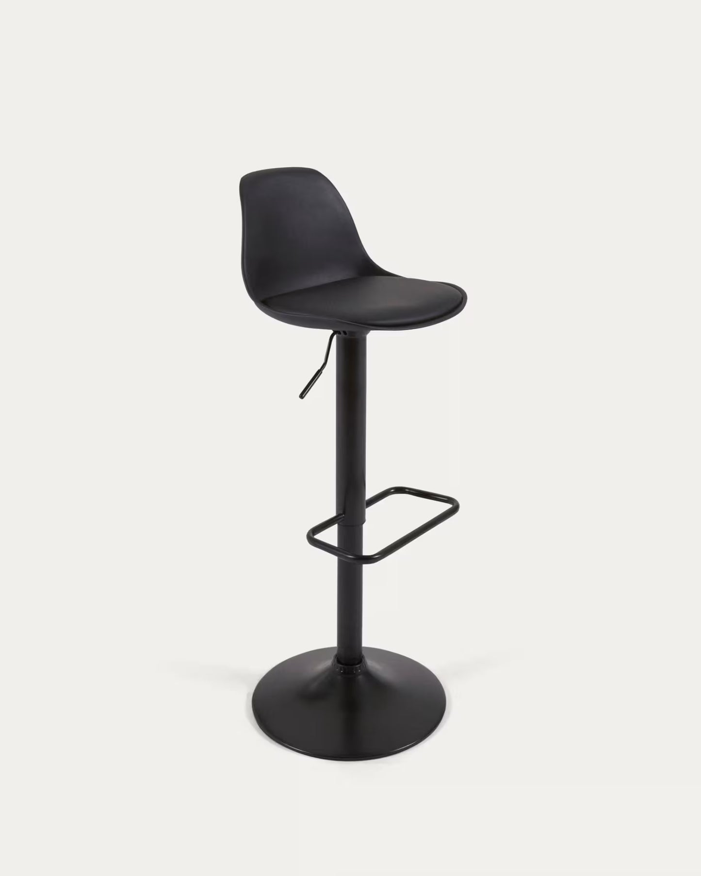 Kave Home Orlando-T Barstool - Black Polyurethane and Matt Black Steel 60-82 cm