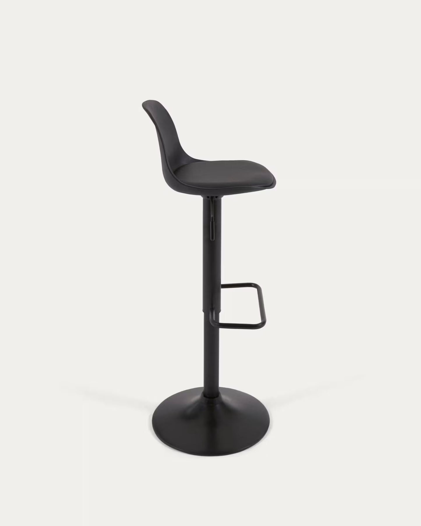 Kave Home Orlando-T Barstool - Black Polyurethane and Matt Black Steel 60-82 cm