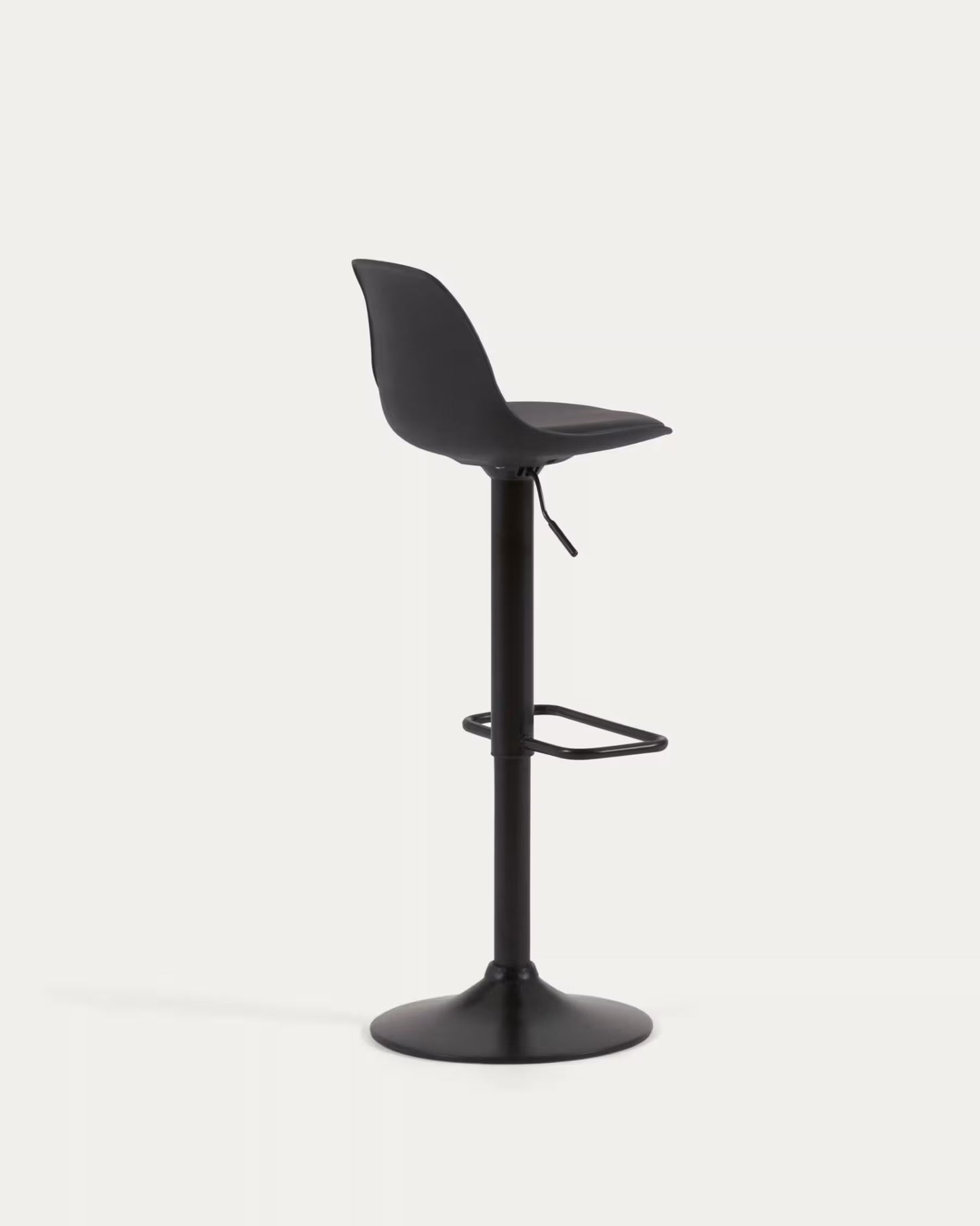 Kave Home Orlando-T Barstool - Black Polyurethane and Matt Black Steel 60-82 cm