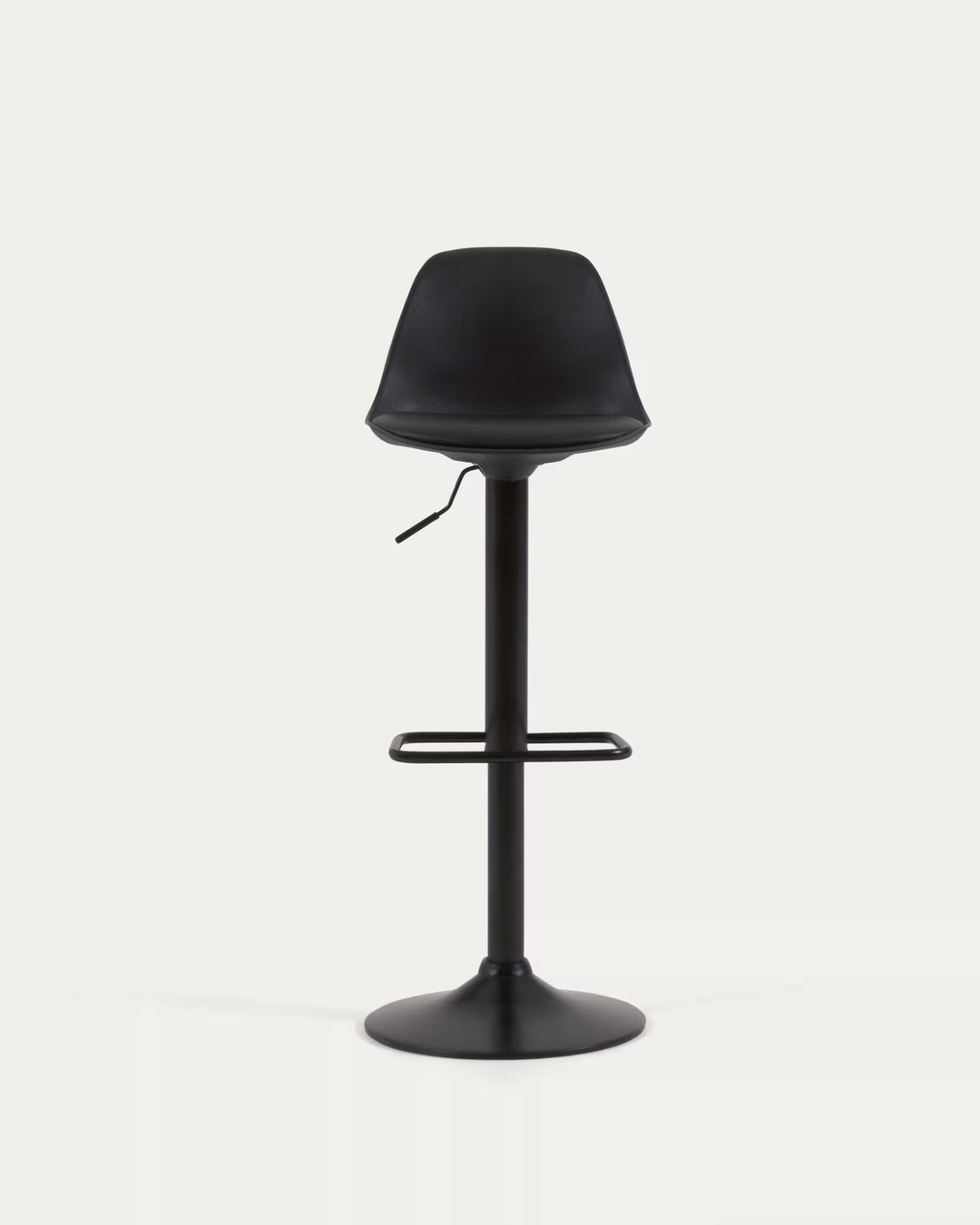 Kave Home Orlando-T Barstool - Black Polyurethane and Matt Black Steel 60-82 cm