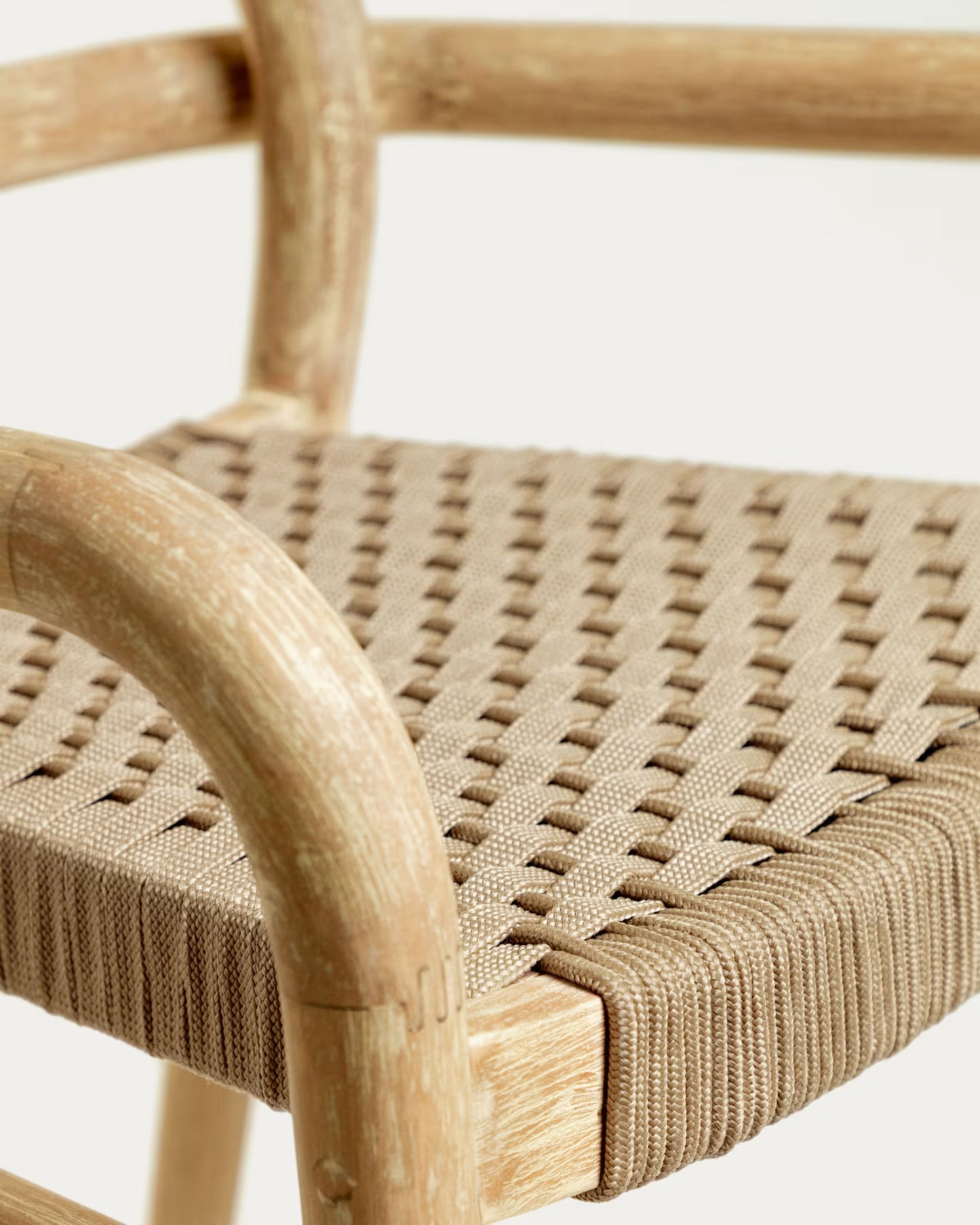 Kave Home Sheryl Stool Made from Solid Eucalyptus and Beige Cord 79 cm FSC 100%