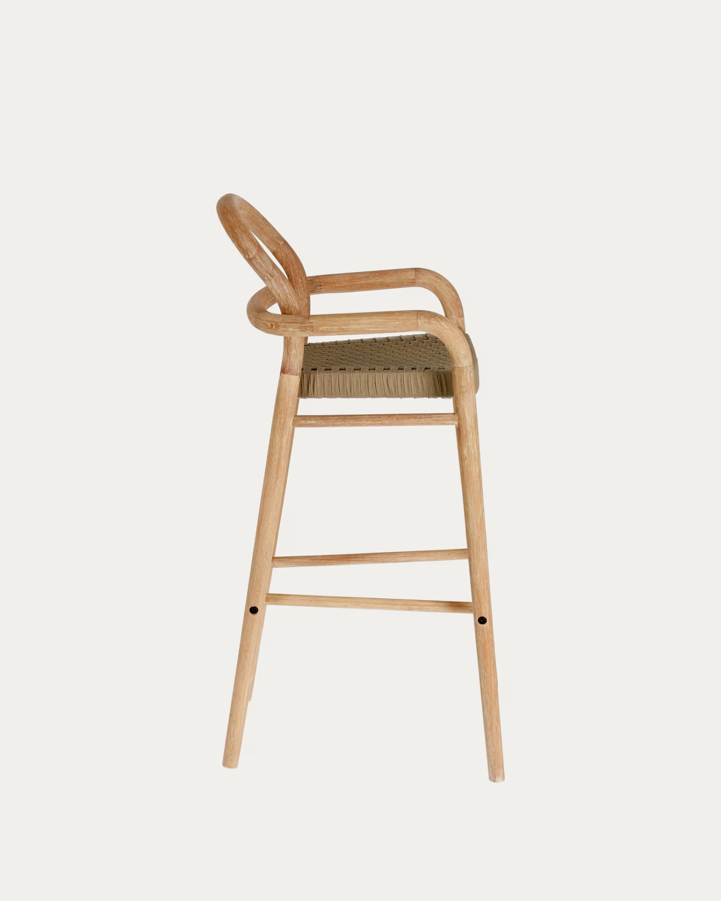 Kave Home Sheryl Stool Made from Solid Eucalyptus and Beige Cord 79 cm FSC 100%