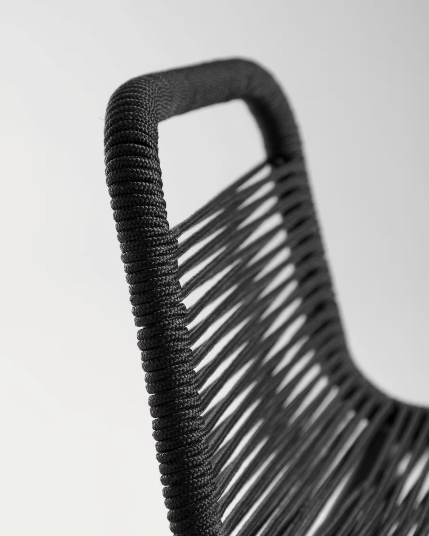 Kave Home Lambton stackable stool in black rope and black finish steel, 74 cm