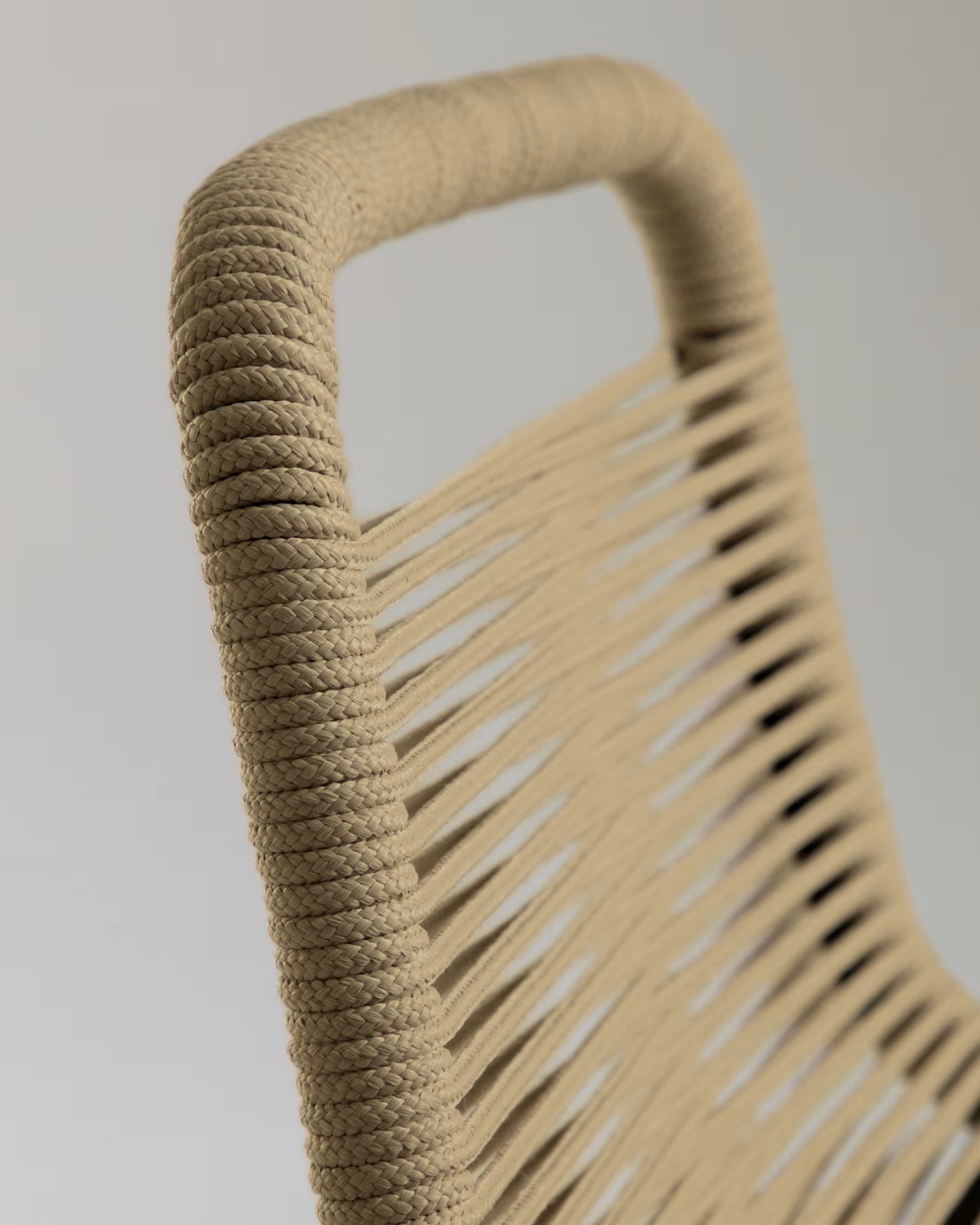 Kave Home Lambton Stackable Stool in Brown Rope and Black Finish Steel 74 cm