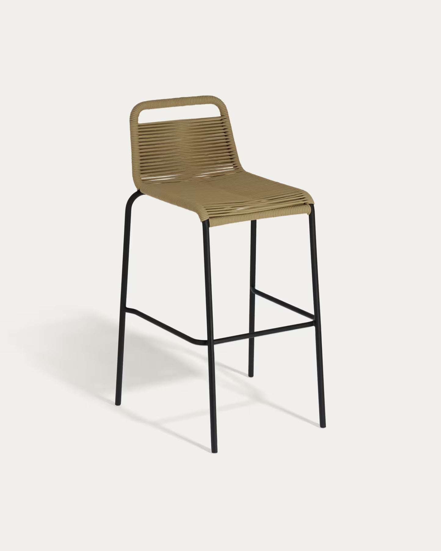 Kave Home Lambton Stackable Stool in Brown Rope and Black Finish Steel 74 cm