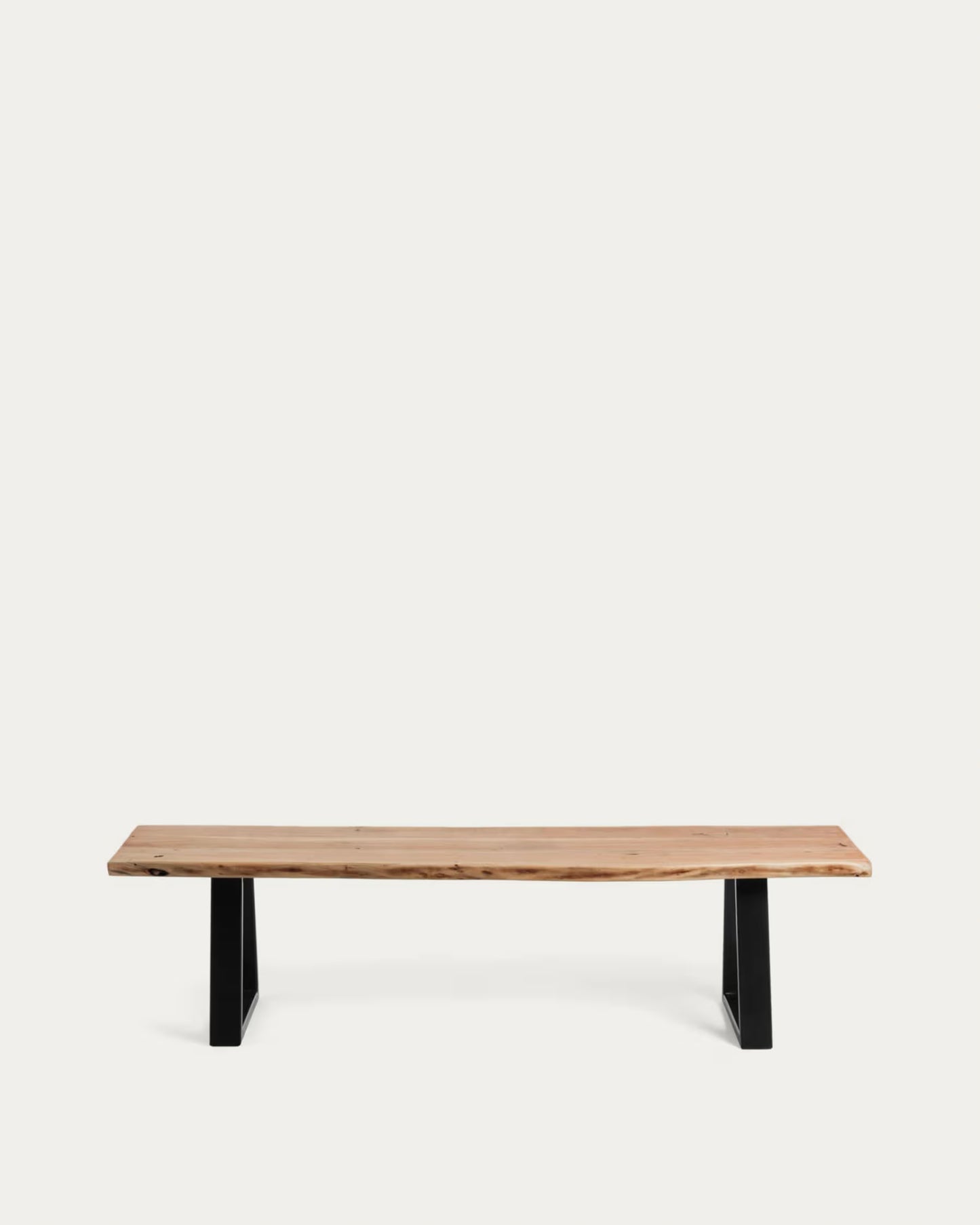 Kave Home Alaia Bench in Solid Acacia Wood with Black Steel Legs, 160 cm