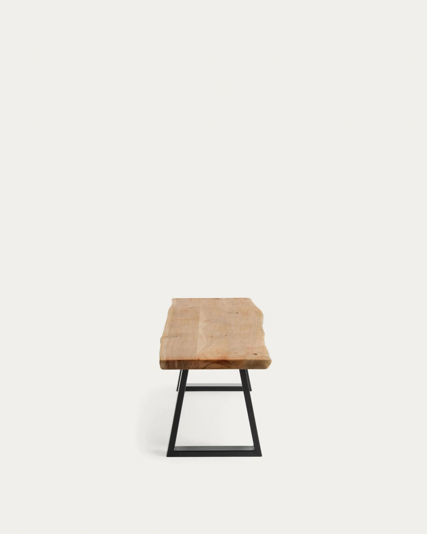 Kave Home Alaia Bench in Solid Acacia Wood with Black Steel Legs, 160 cm