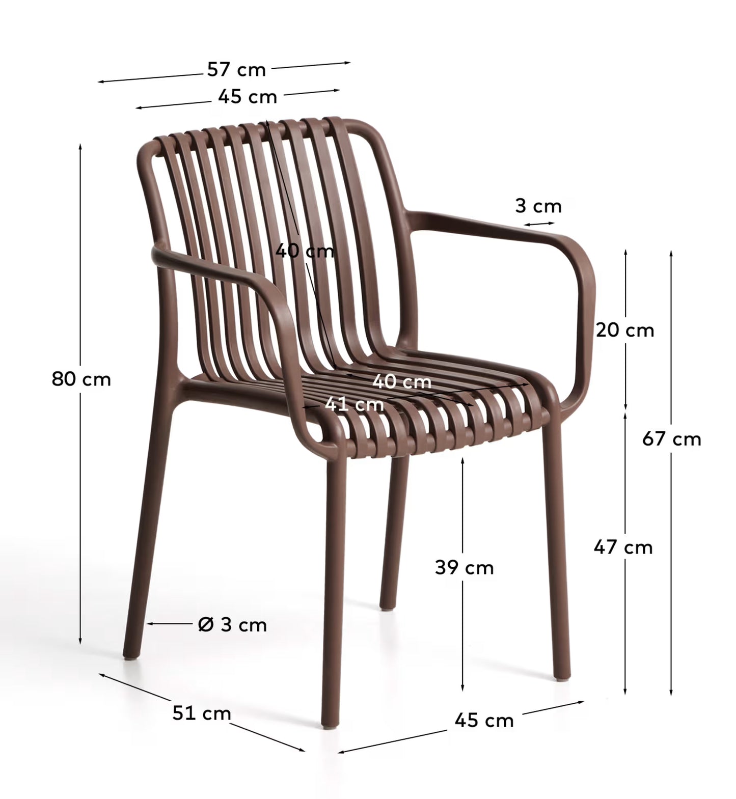 Kave Home Isabellini Stackable Outdoor Chair in Brown