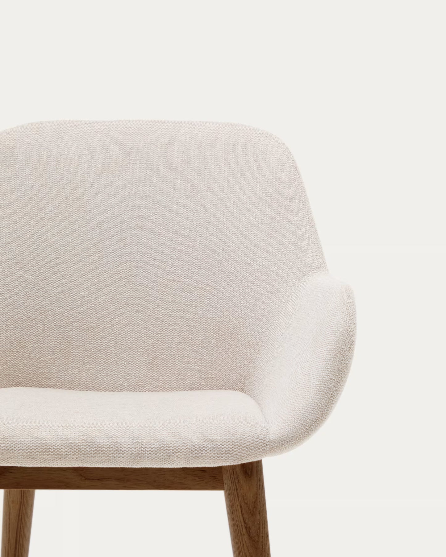 Kave Home Konna Chair in Beige with Solid Ash Wood Legs in a Dark Finish FR
