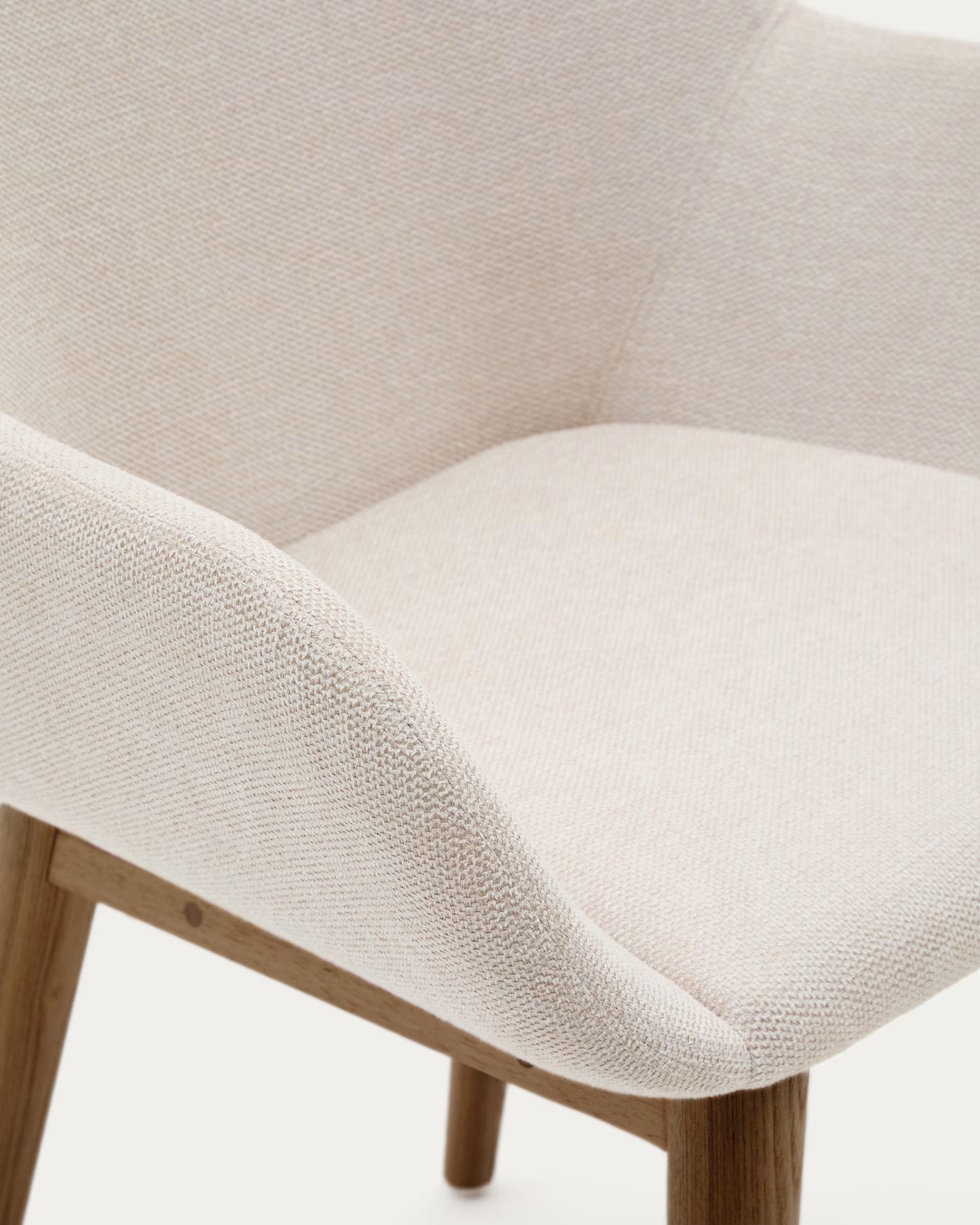 Kave Home Konna Chair in Beige with Solid Ash Wood Legs in a Dark Finish FR