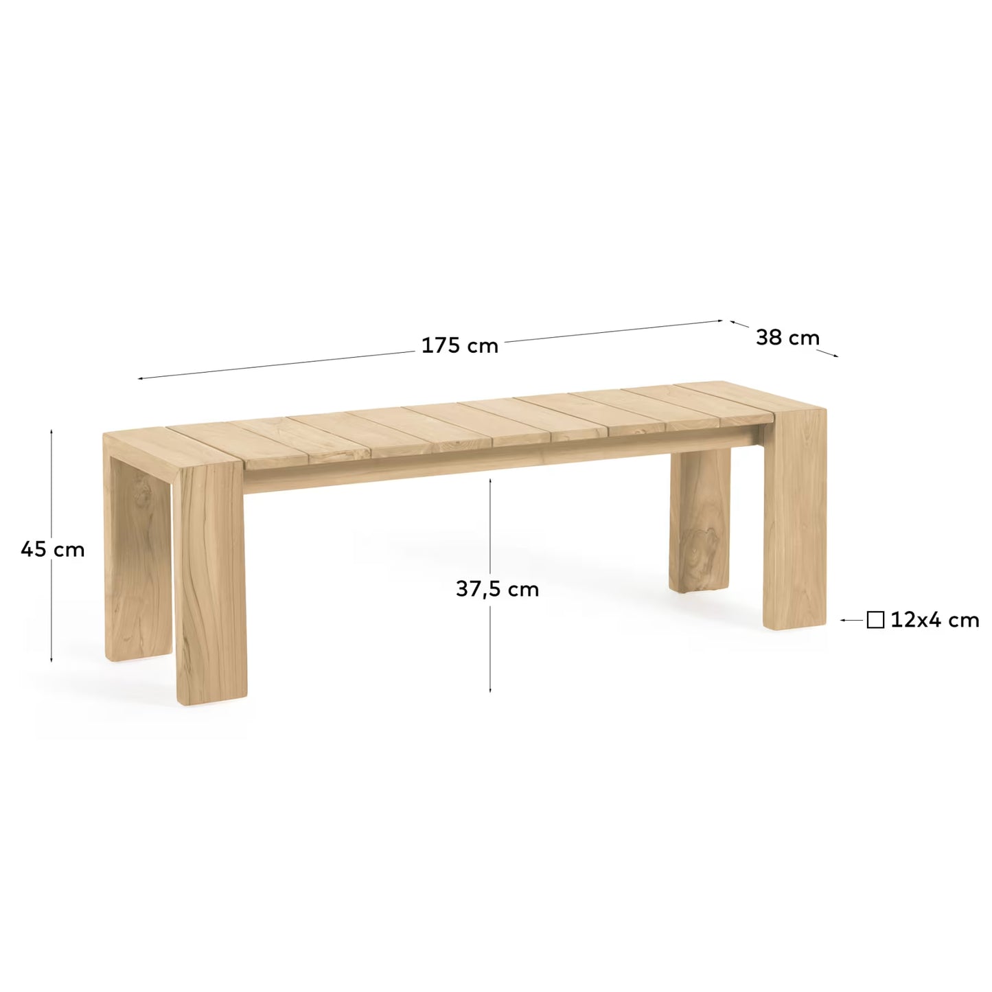 Kave Home Victoire Solid Teak Outdoor Bench 175 cm