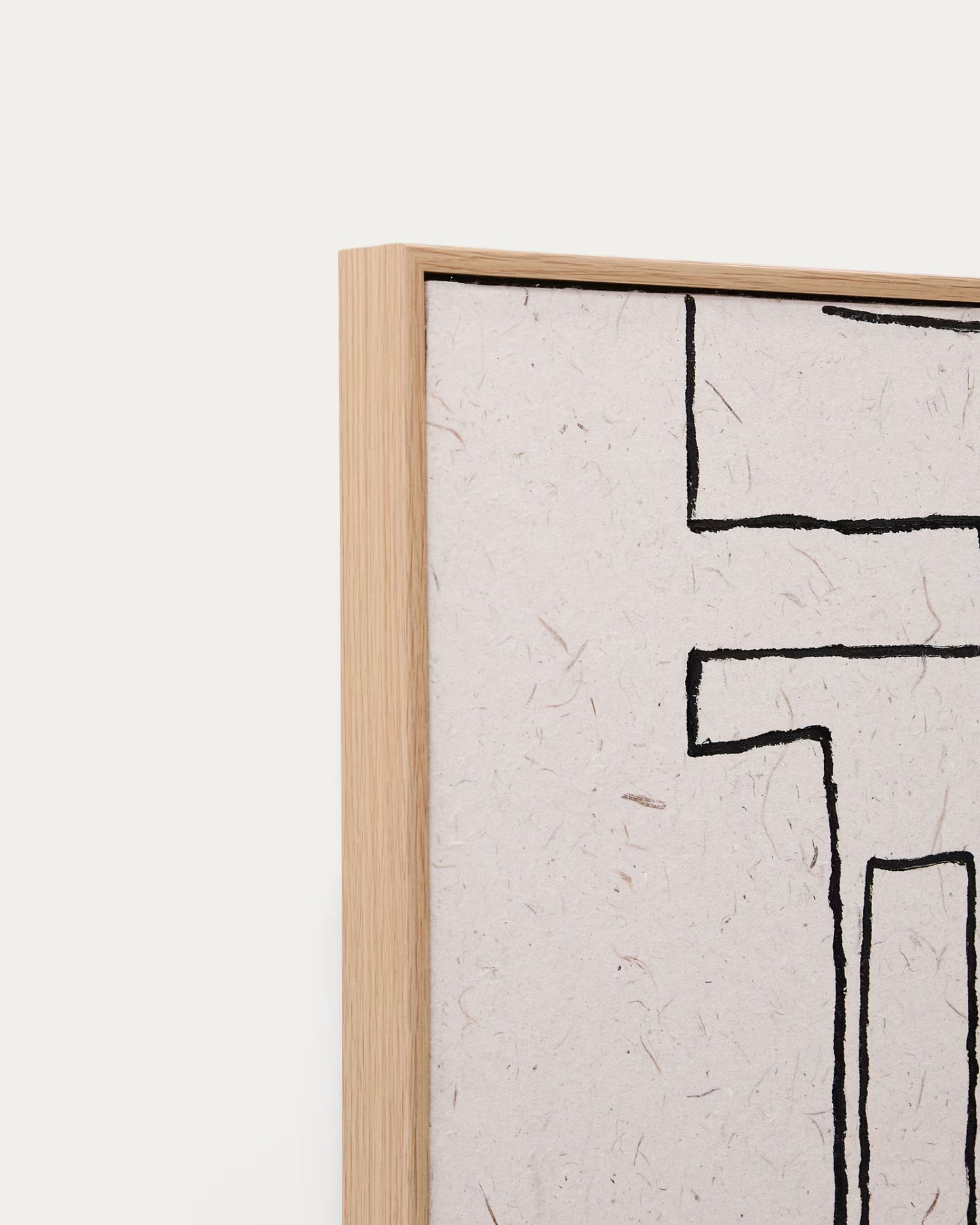Kave Home Neyra Set of 2 Black and Beige Hand-Painted Abstract Pictures on Recycled Paper 30 x 30 cm