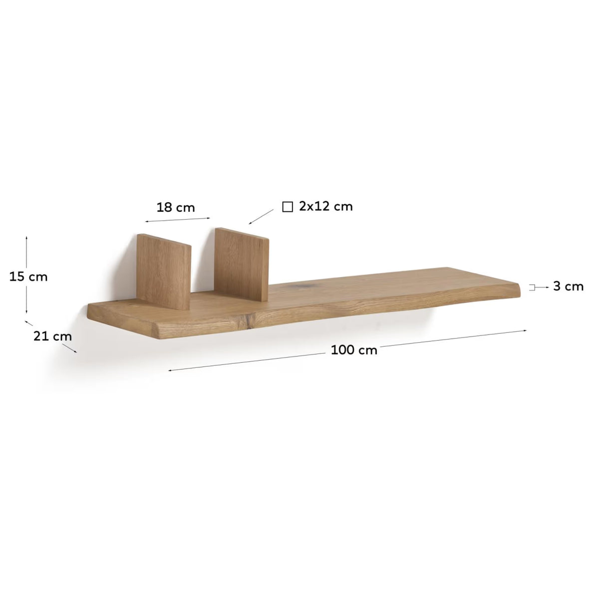 Kave Home Rasha Shelf in with Oak Veneer with Natural Finish 100 x 15 cm