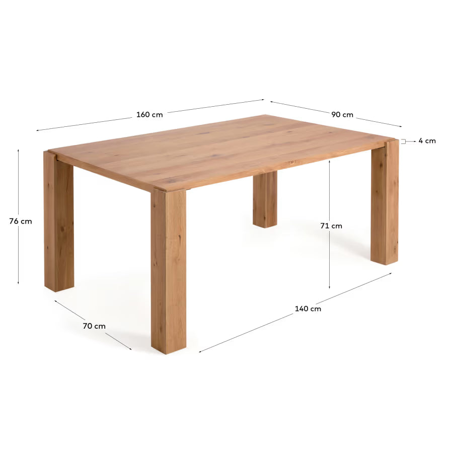 Kave Home Deyanira Table with Oak Veneer and Solid Oak Legs 160 x 90 cm