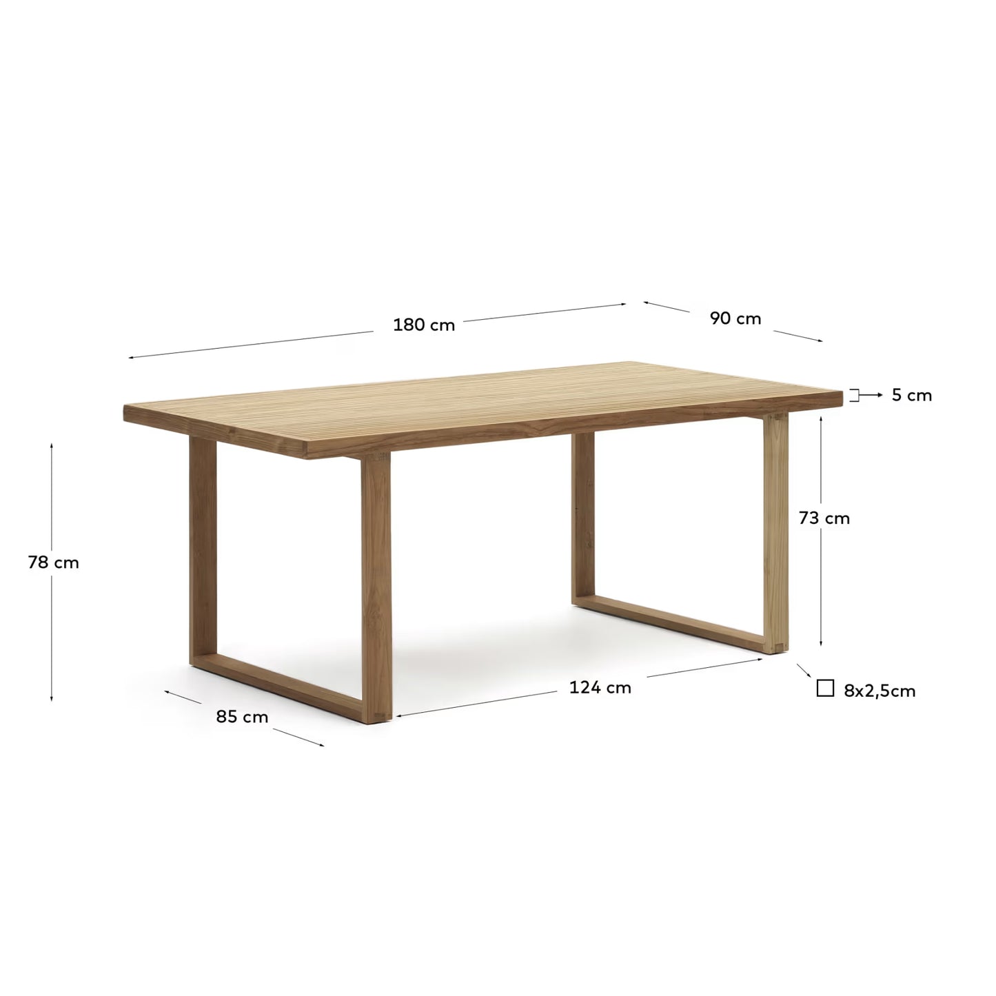 Kave Home Canadell 100% Outdoor Table in Solid Teak Wood, 180 x 90 cm