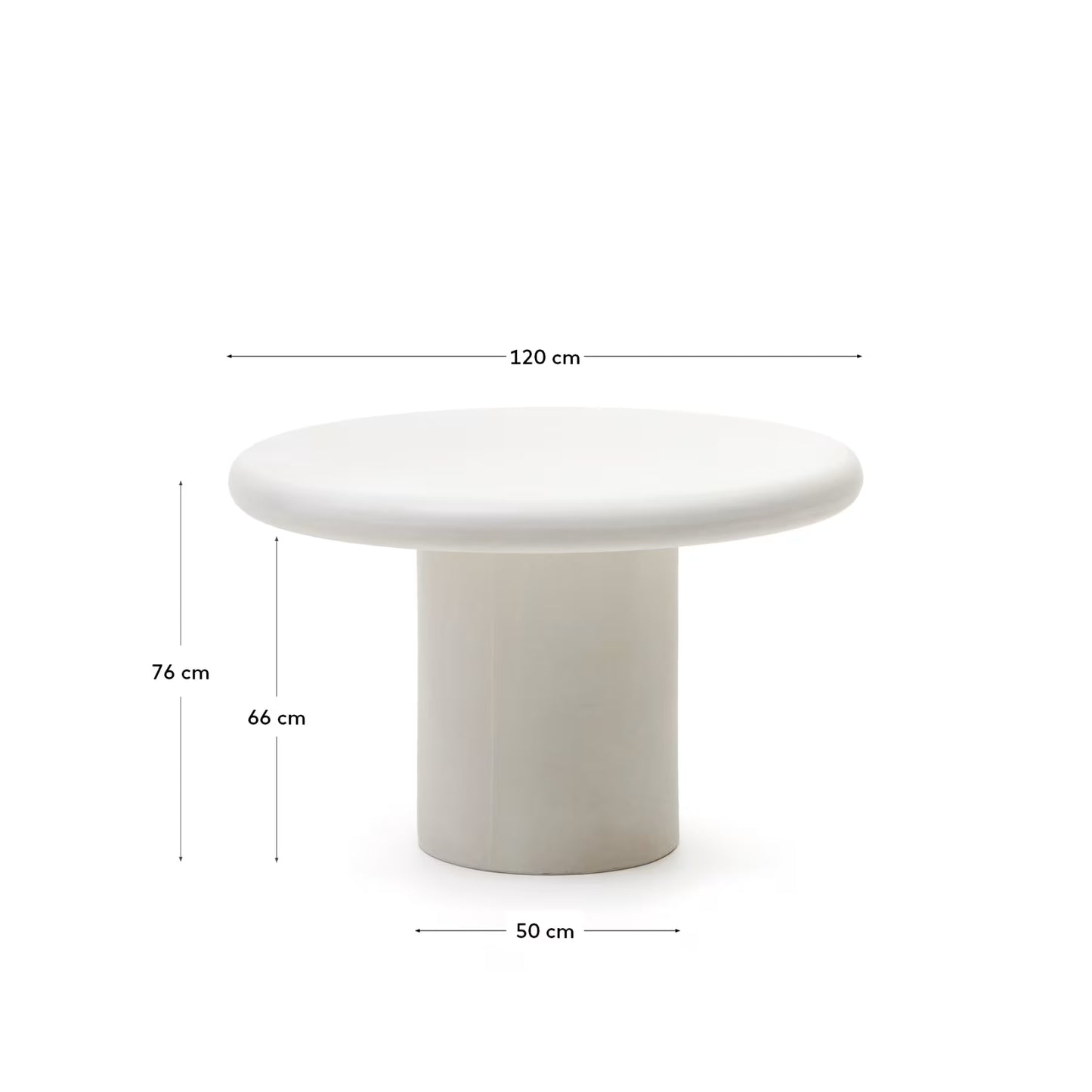 Kave Home Addaia Round Table made of White Cement Ø120 cm