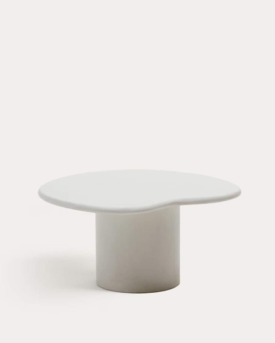 Kave Home Macarella White Cement Coffee Table, 83 x 77 cm