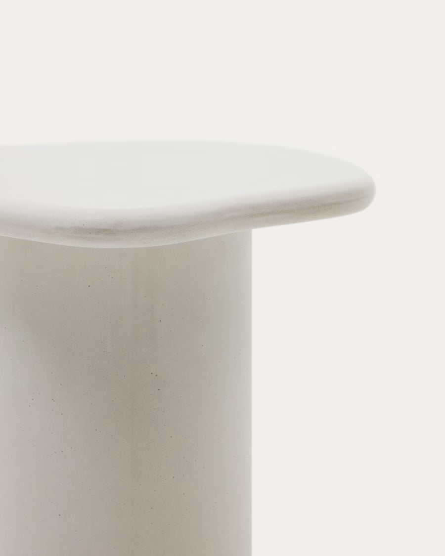 Kave Home Macarella White Cement Side Table, 48 x 47 cm
