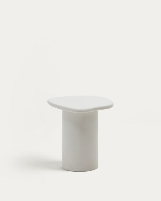 Kave Home Macarella White Cement Side Table, 48 x 47 cm