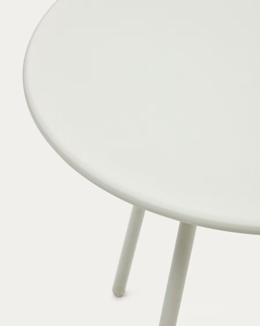 Kave Home Montjoi Round Outdoor Table in Steel with a White Finish, Ø 70 cm