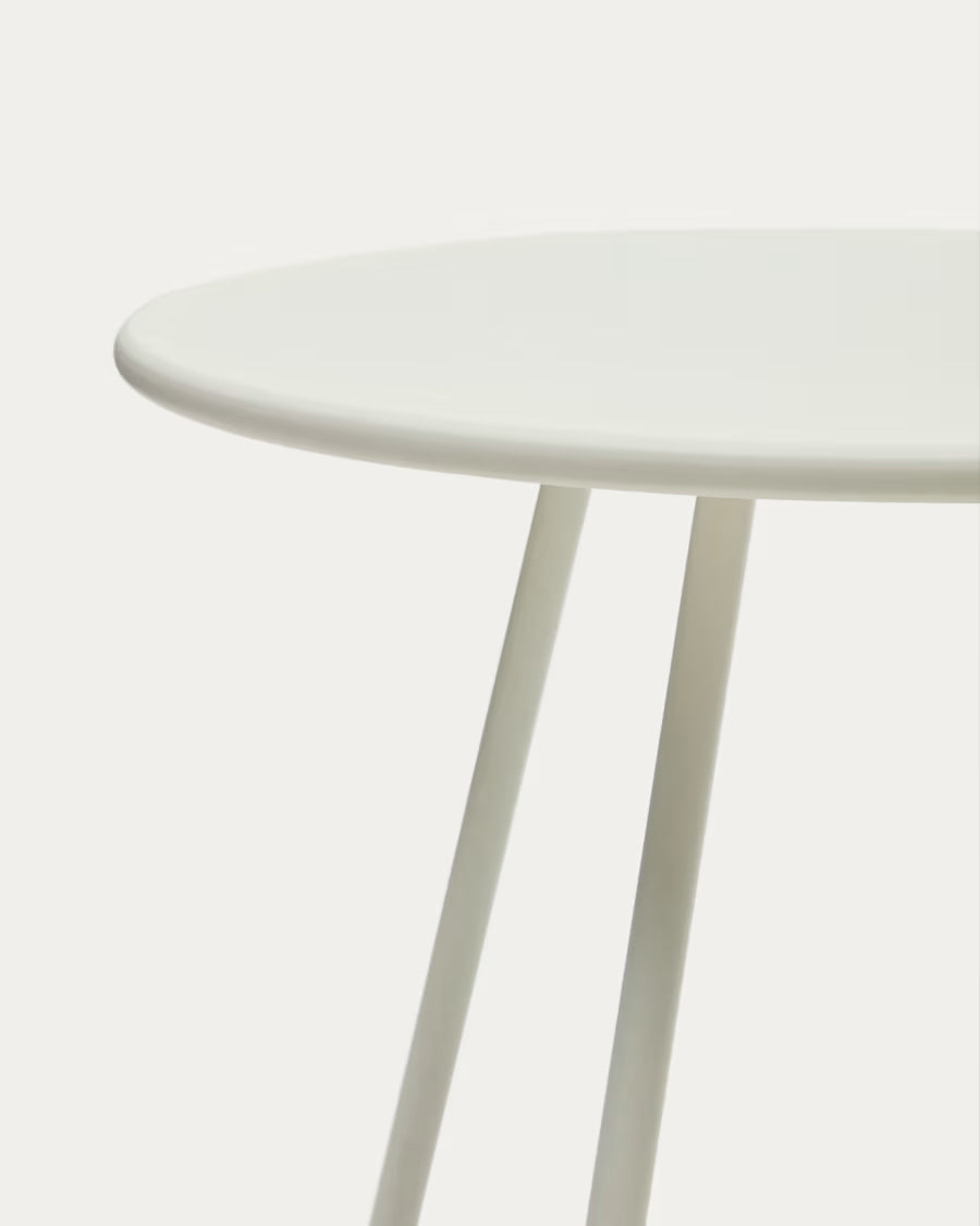 Kave Home Montjoi Round Outdoor Table in Steel with a White Finish, Ø 70 cm