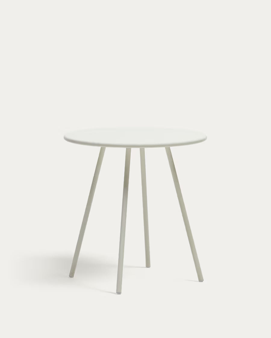 Kave Home Montjoi Round Outdoor Table in Steel with a White Finish, Ø 70 cm