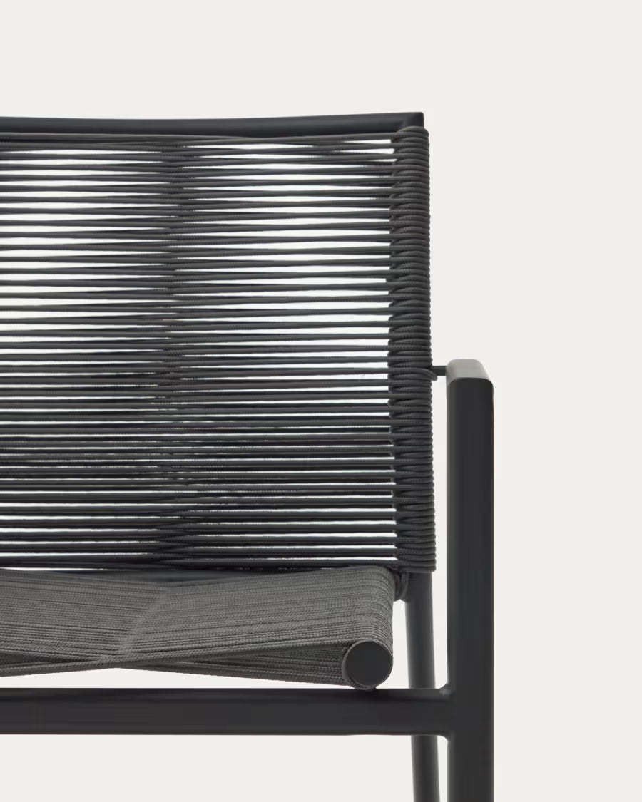Kave Home Culip Stackable Outdoor Chair in Aluminium and Cord in Grey