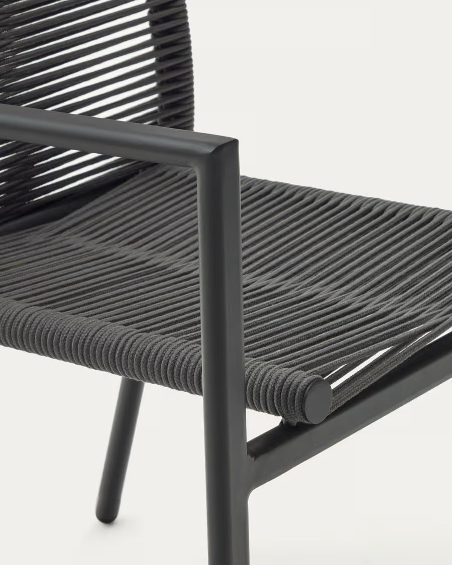 Kave Home Culip Stackable Outdoor Chair in Aluminium and Cord in Grey
