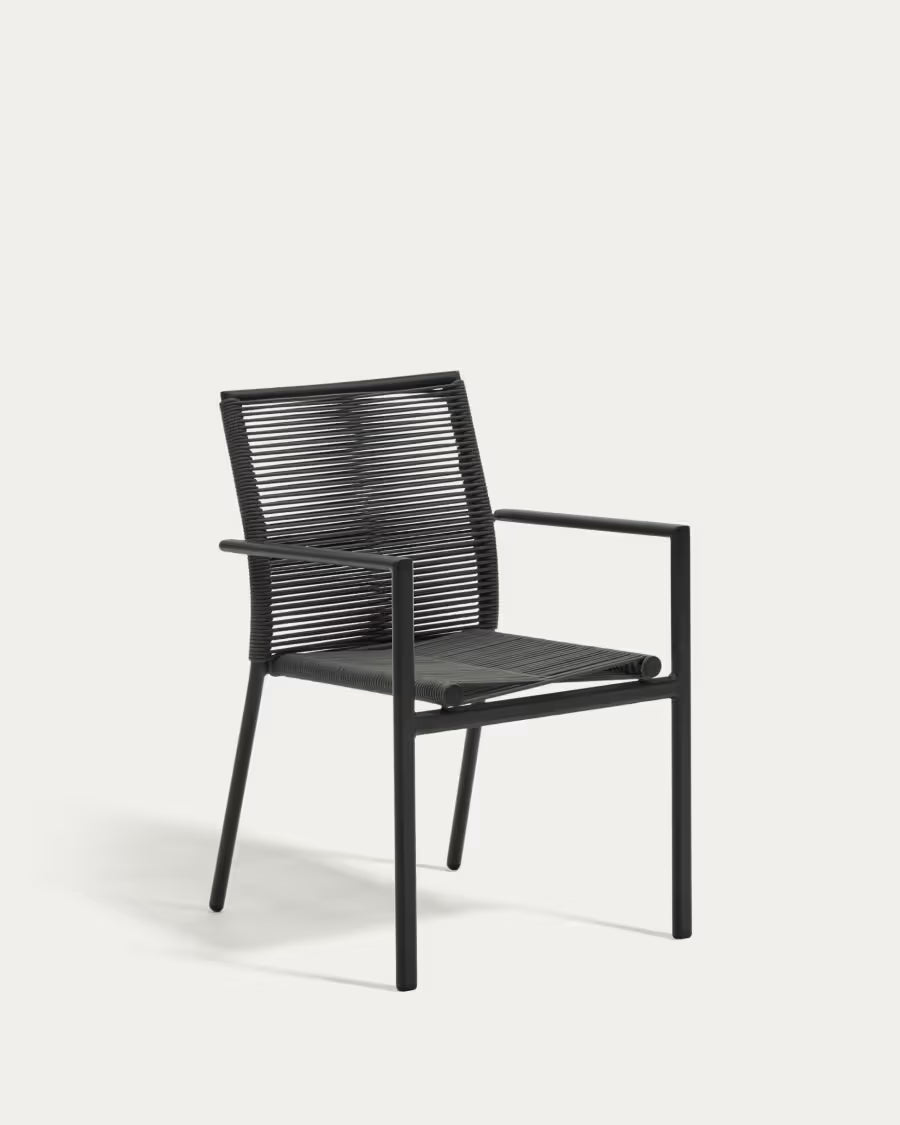 Kave Home Culip Stackable Outdoor Chair in Aluminium and Cord in Grey