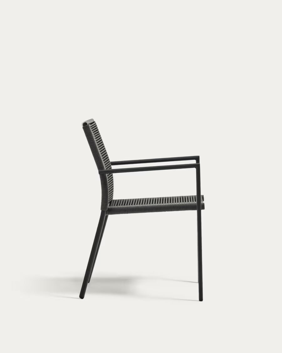 Kave Home Culip Stackable Outdoor Chair in Aluminium and Cord in Grey