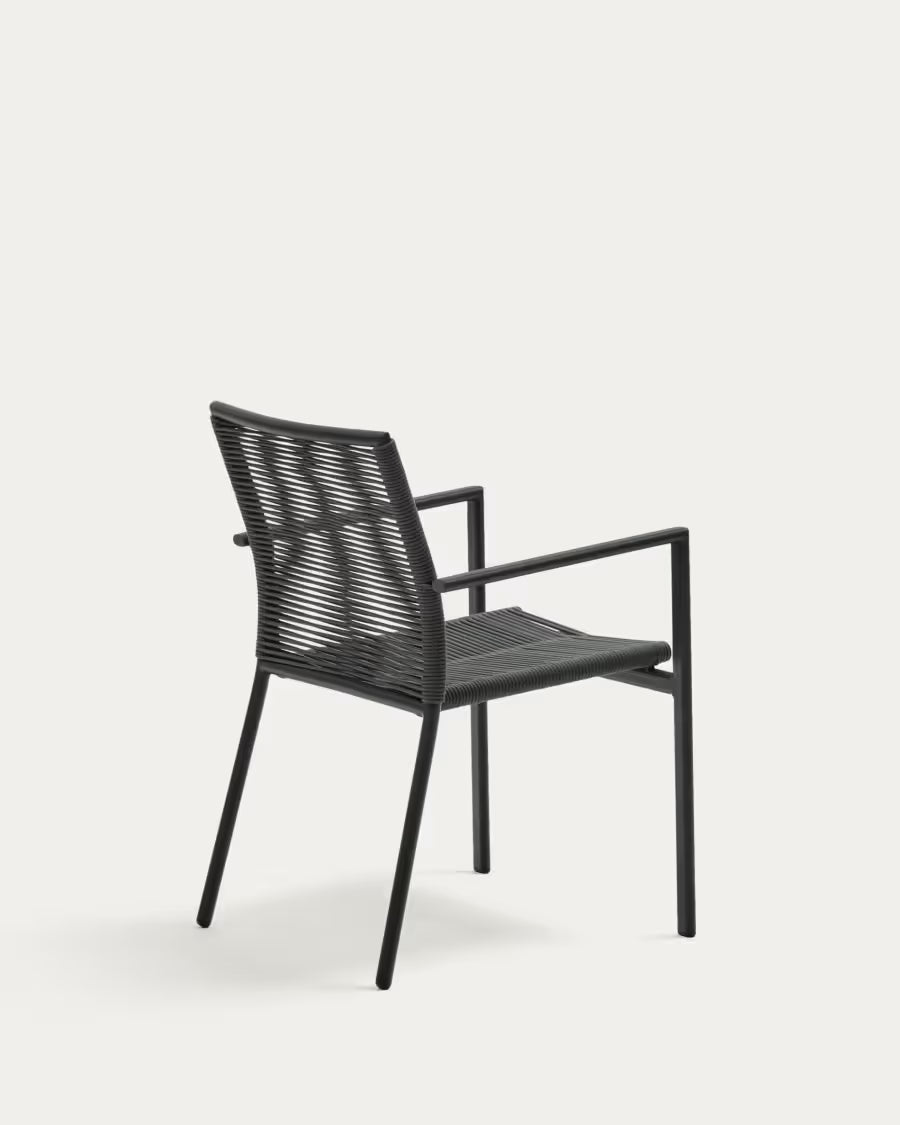 Kave Home Culip Stackable Outdoor Chair in Aluminium and Cord in Grey