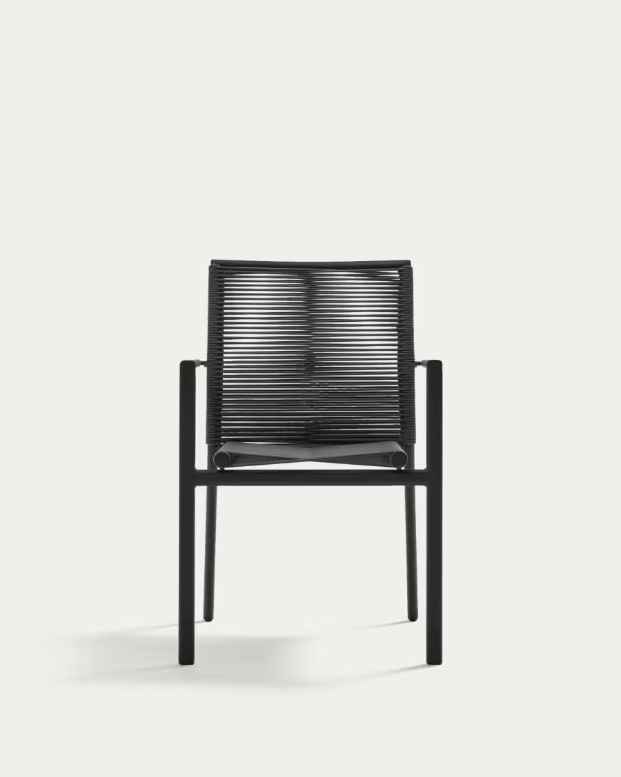 Kave Home Culip Stackable Outdoor Chair in Aluminium and Cord in Grey
