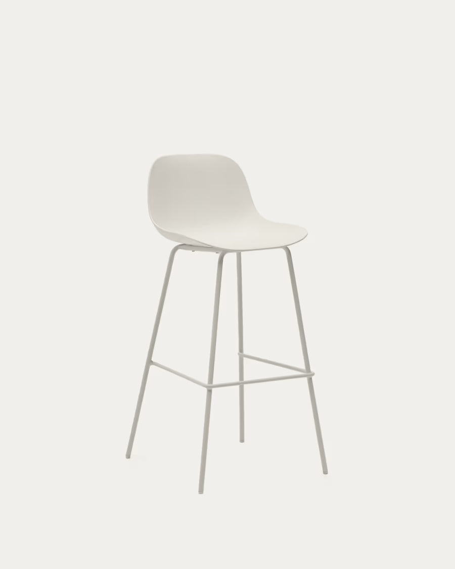 Kave Home Altea Beige Stool with Beige-Finished Steel Legs 75 cm